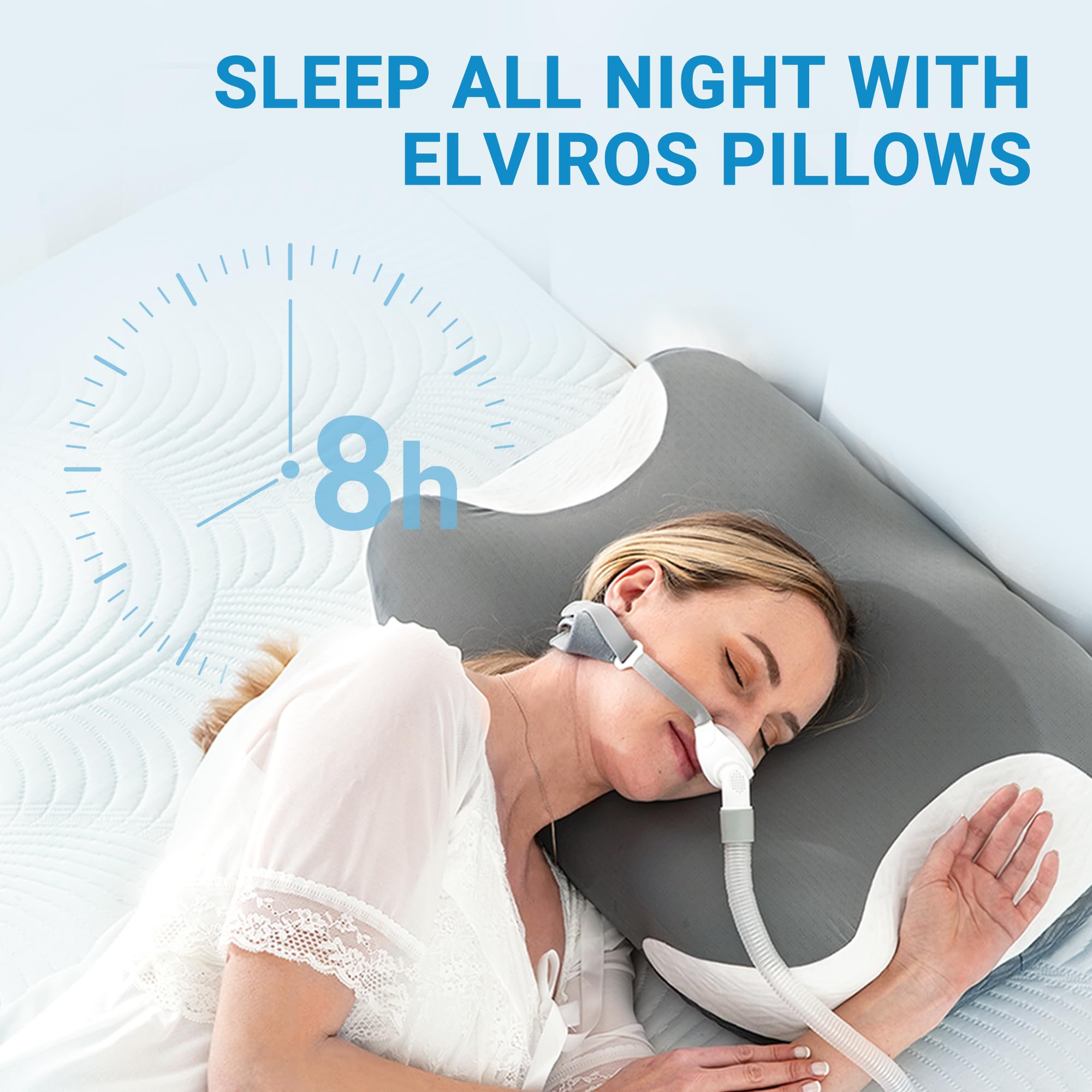 Elviros Oreiller CPAP à Mémoire de Forme Réglable Compatible Masques CPAP | Hauteur et Fermeté Réglables, Réduit Pression Et Fuites D’Air, Dormeurs Côté, Dos et Ventre, Housse Respirante Fraîche
