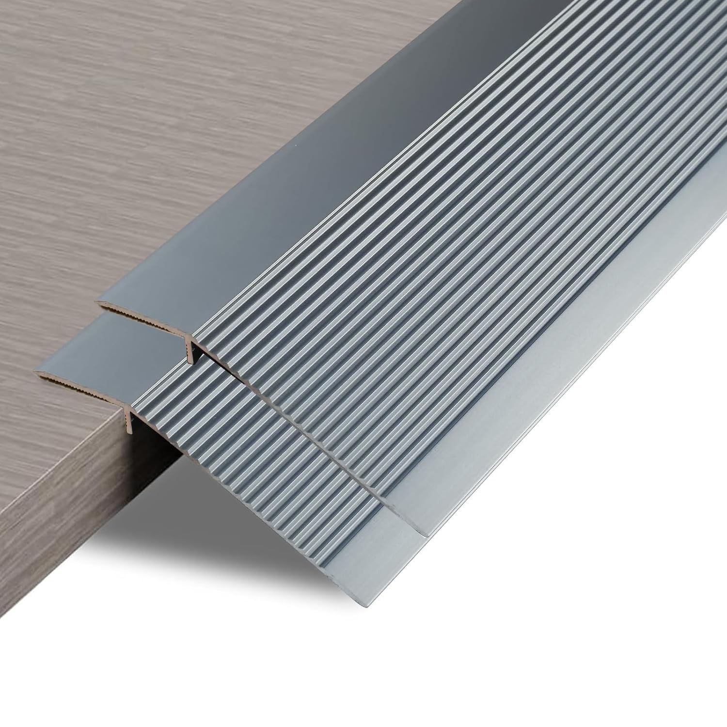 2Pack 1M Aluminum Floor Transition Strip Door Bar,Metal Floor Bar for Doorways Threshold Ramp Tile Laminate Planks,Bridge The Height is 30mm(Iron Grey,10cm)