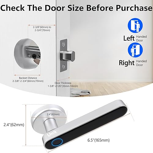 Miniatura 8 de Cerradura de puerta inteligente de huellas dactilares, cerradura de puerta biométrica con aplicación para dormitorio, hogar, apartamento, hotel