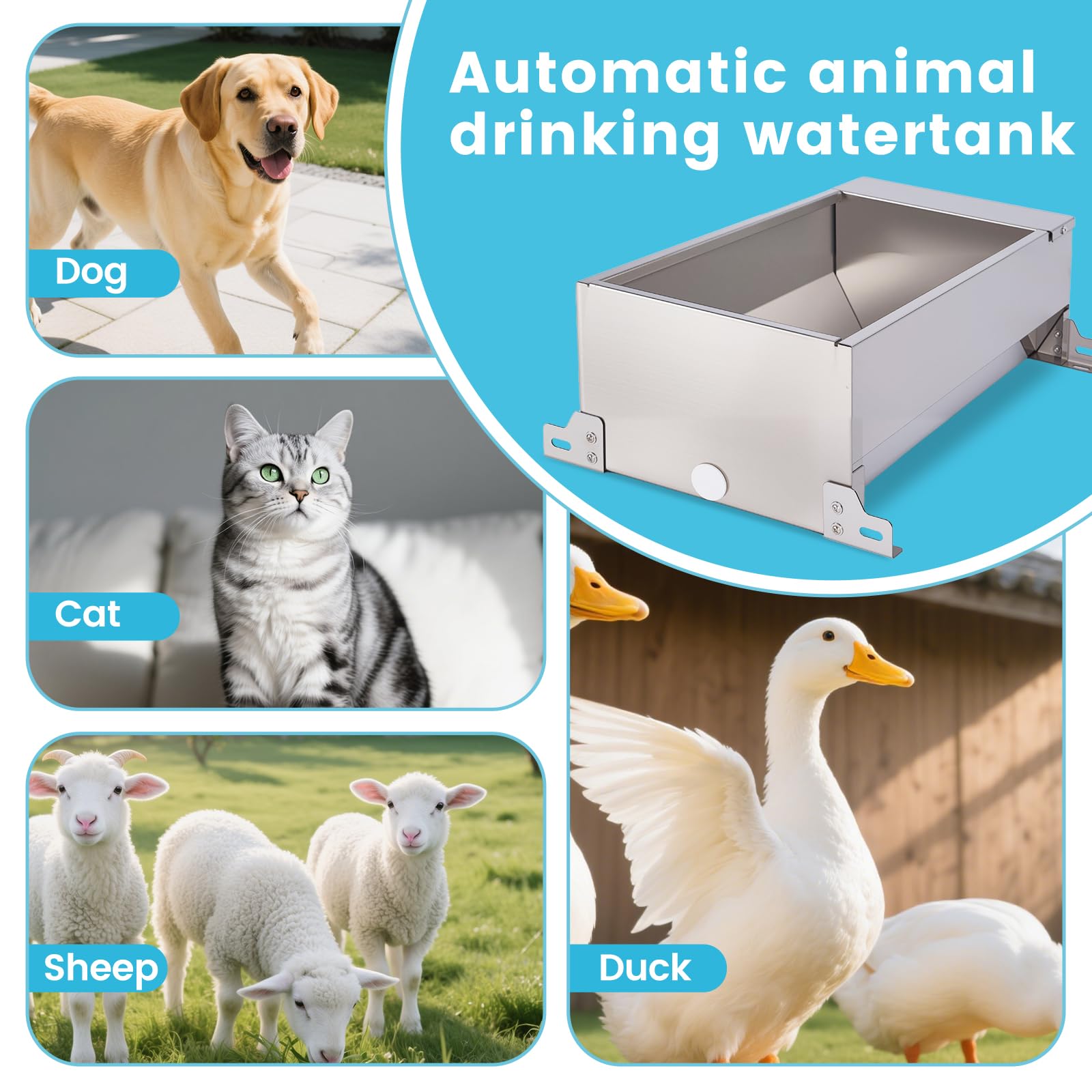 Bebedero automático para perros de acero inoxidable para ganado, manguera de agua, válvula de flotador de llenado automático, kit de bebedero para animales