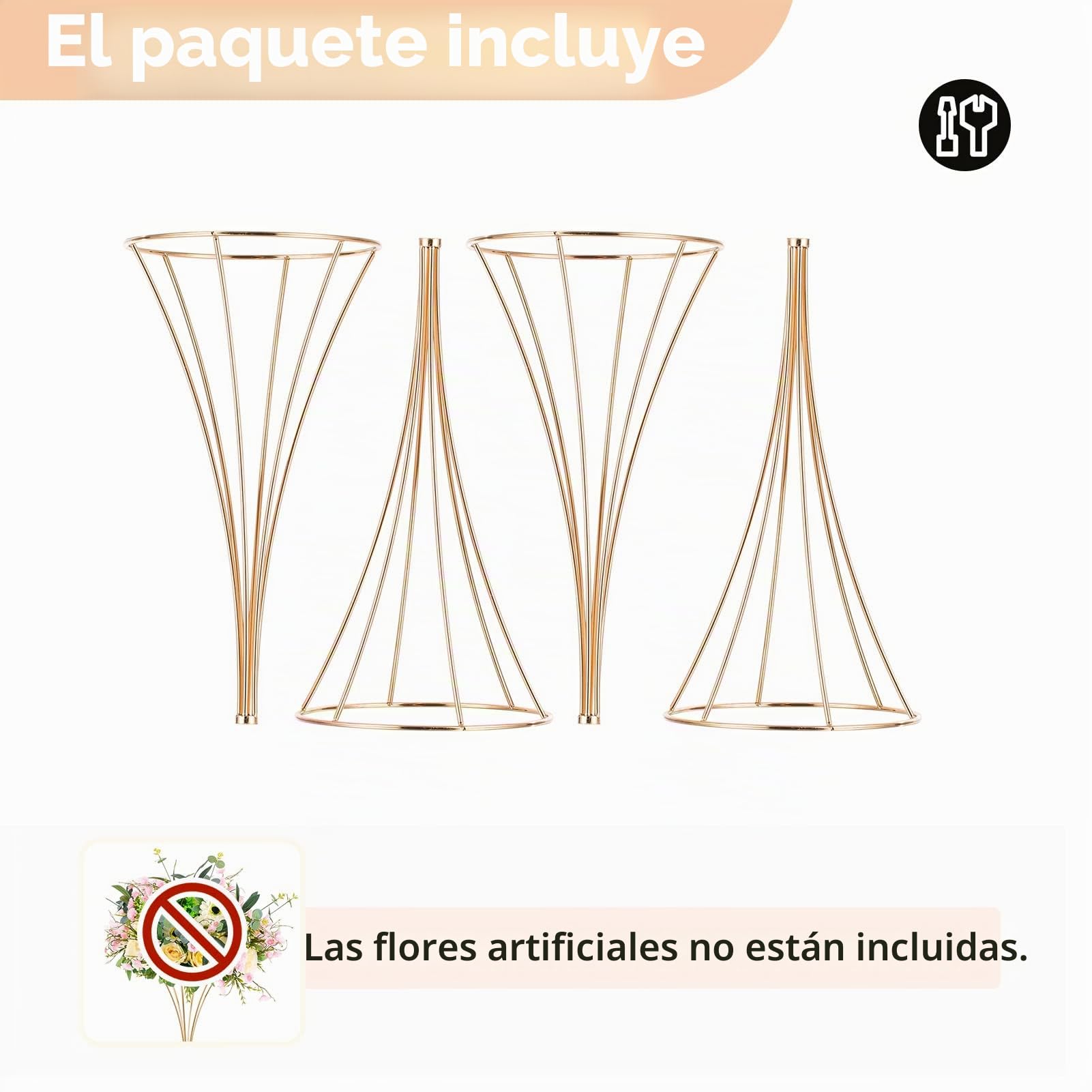 Nuptio 2 Piezas Florero Mesa Centros Mesa Boda Oro, Florero Trompeta Metal 79cm Alto, Cable Camino para Centro Mesa Cena Banquete Boda, Soporte Flores para Decoración Hogar Cumpleaños Aniversario