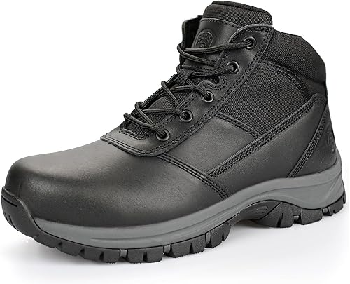 Miniatura 8 de OUXX Botas de trabajo para hombre, con puntera de acero deslizante, de cuero, impermeables, antideslizantes, a prueba de pinchazos, antiestáticas,