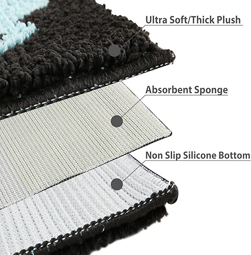 Miniatura 4 de Hi Space Alfombra de baño con diseño de gato de 31.5 x 19.7 pulgadas, antideslizante, lavable a máquina, suave, absorbente, bonita, alfombra de baño