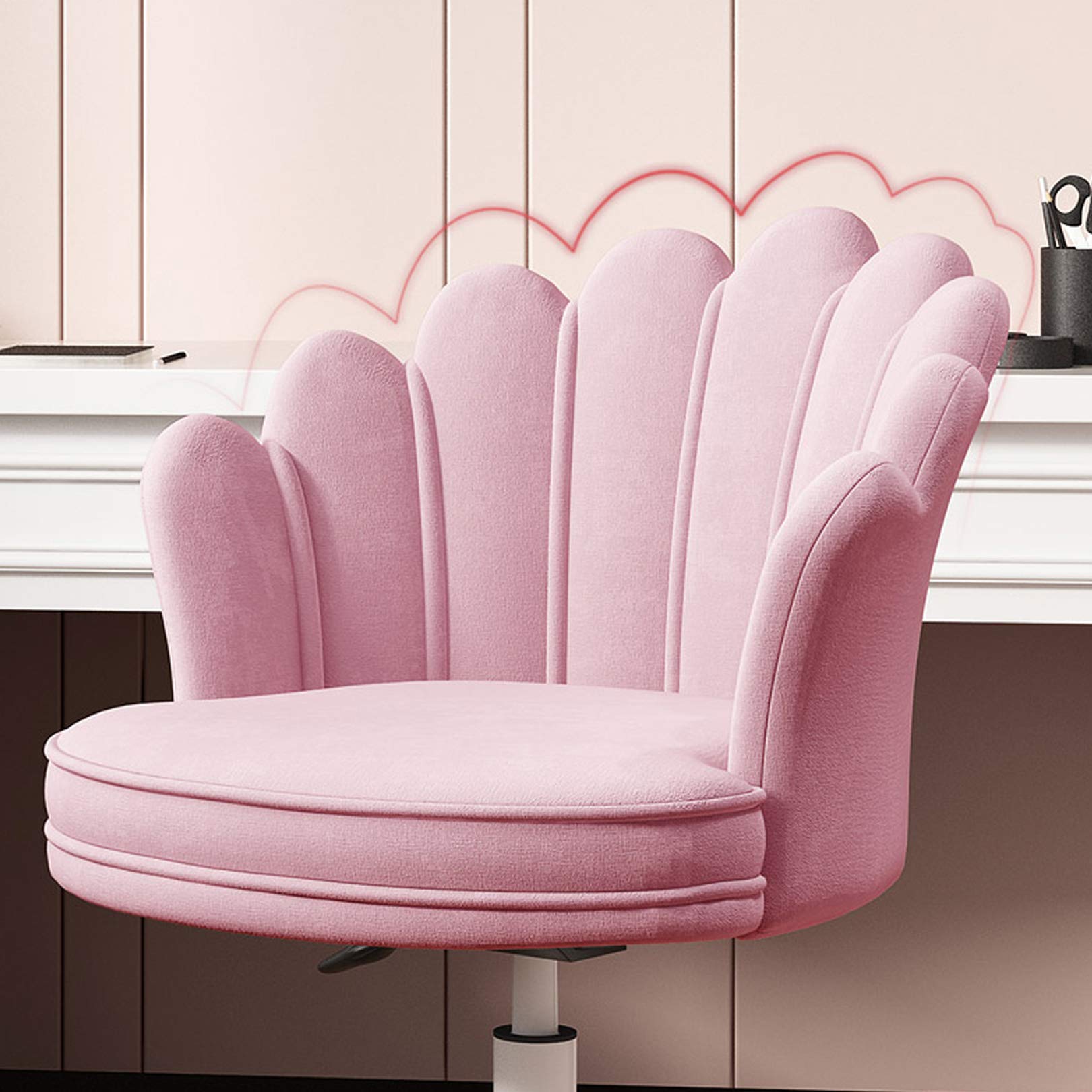 Silla de escritorio ergonómica ajustable – 40 – 50 cm de altura del asiento, silla giratoria con respaldo festoneado y ruedas – ideal para uso doméstico u oficina