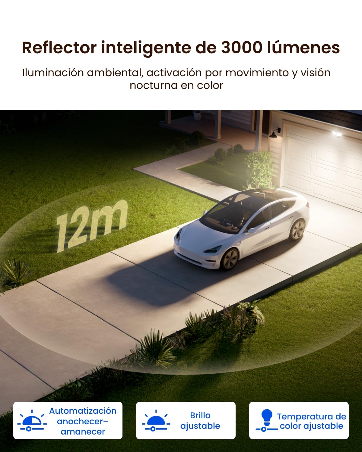 Reolink Camara Vigilancia WiFi Exterior 4K PTZ, TrackFlex Floodlight WiFi | Foco de 3000 Lúmenes (3000K~6500K), Zoom con Seguimiento Automático, Búsqueda Local de Vídeo IA, Detección PIR 270°