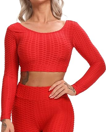 red yoga top