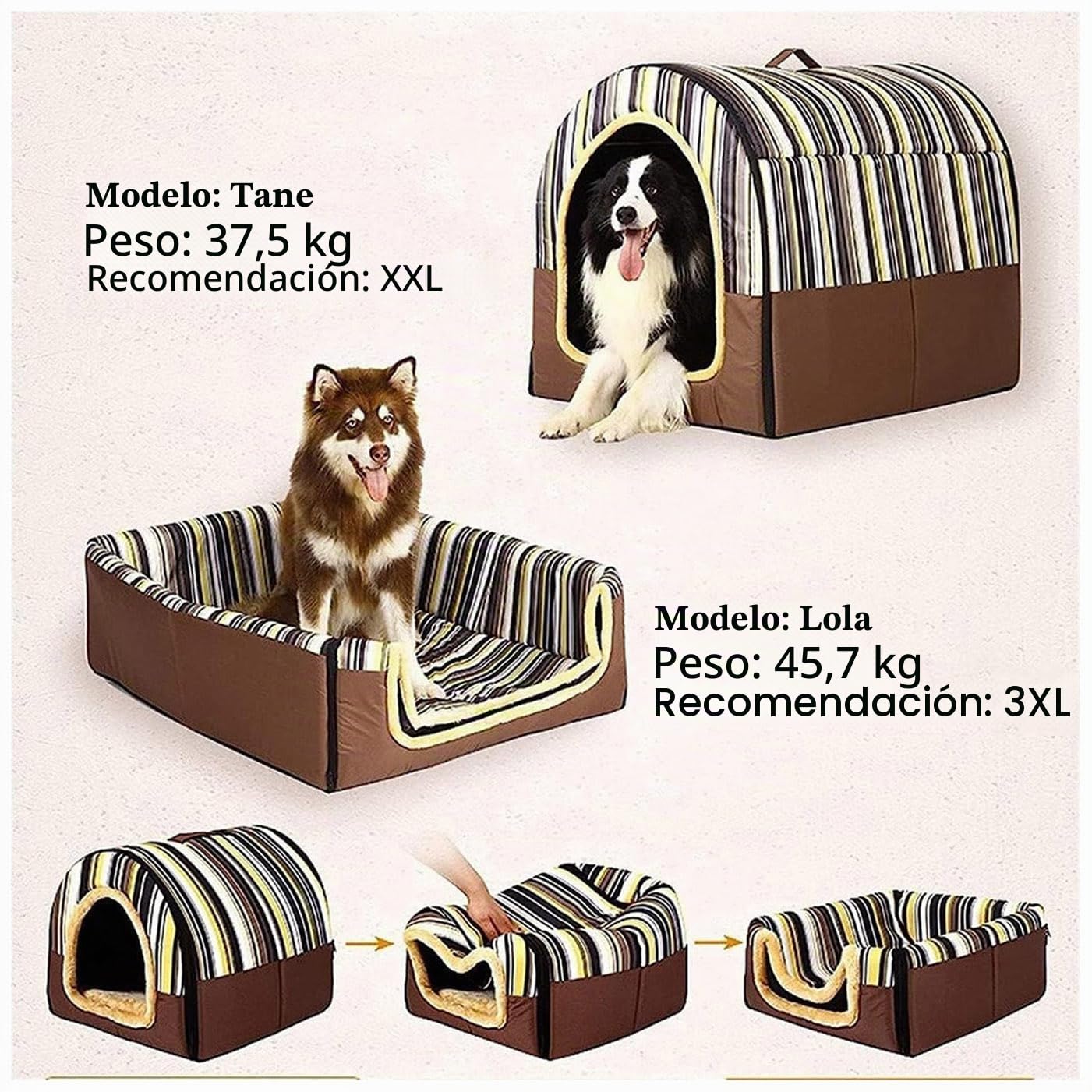 Cama grande para perros de lujo, cálida y cálida, XL XXL, para interiores, caseta para perros, cama grande para perros, cueva para gatos, iglú, para interiores y exteriores, lavable (XL 75 x 57 x 55