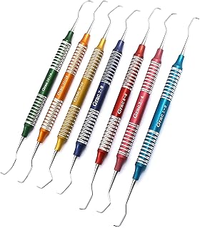 AAProTools 7pc High Grade Gracey Curette Scaler Multicolor Periodontal Dental Instruments