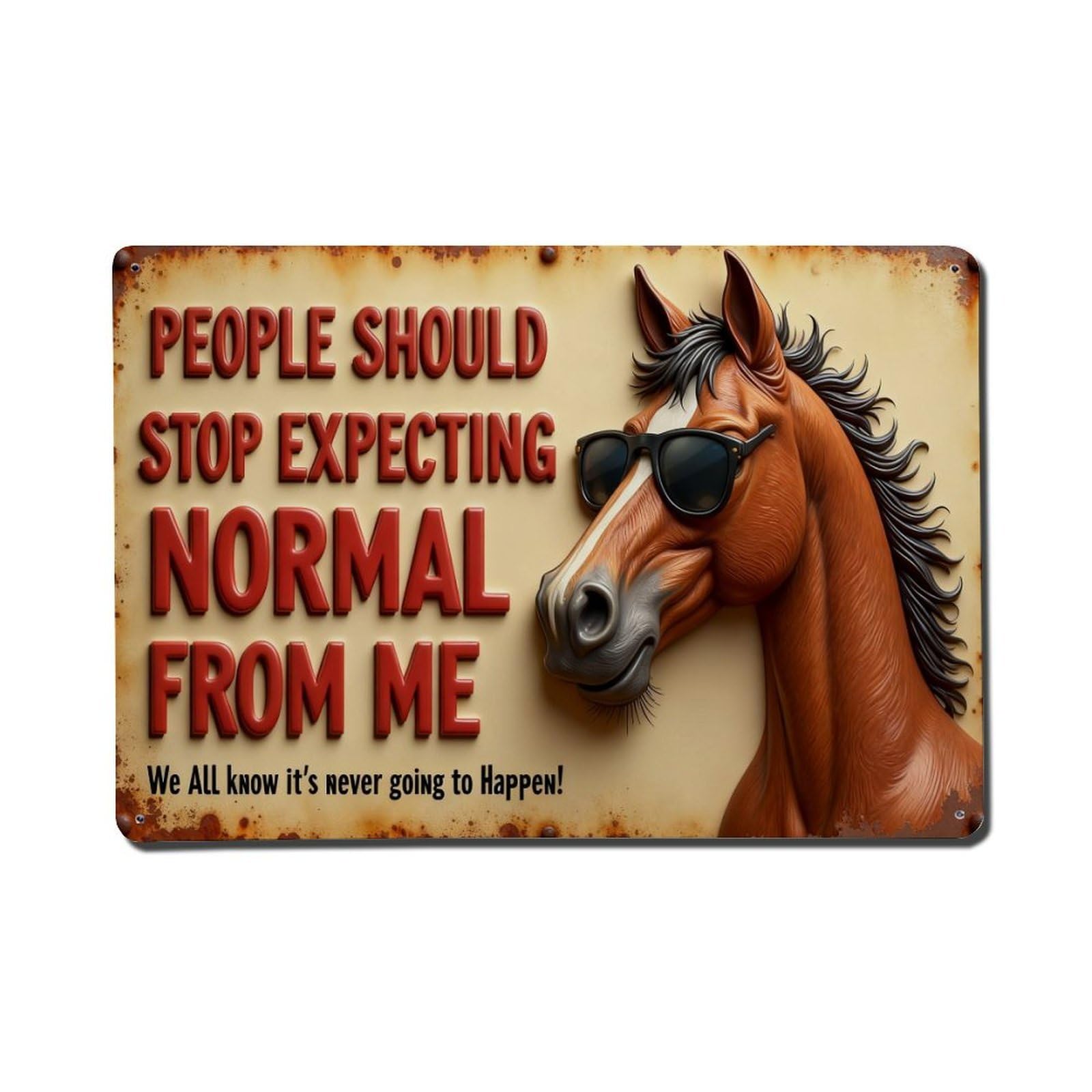 Iageret Vintage Horse With Sunglasses And Text Metal Tin Sign Retro Wall Decor, Bar Garage Cafe Kitchen Home Wall Art Poster Decoration 8X12inches