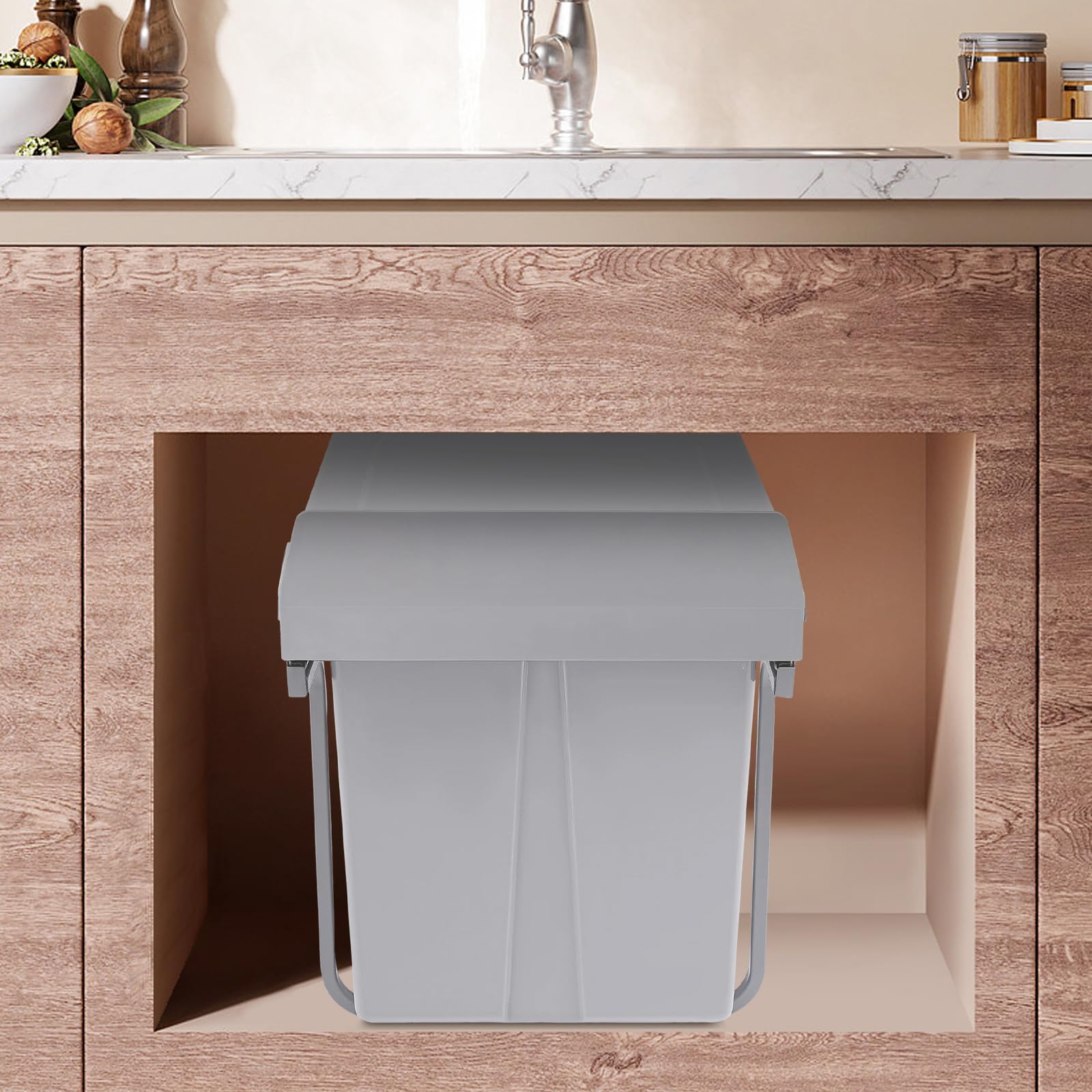 Pull Out - Papelera de cocina, con cajón deslizante, doble compartimento de 20 L, clasificación de residuos, higiene óptima, instalación fácil, almacenamiento armario de cocina, diseño compacto