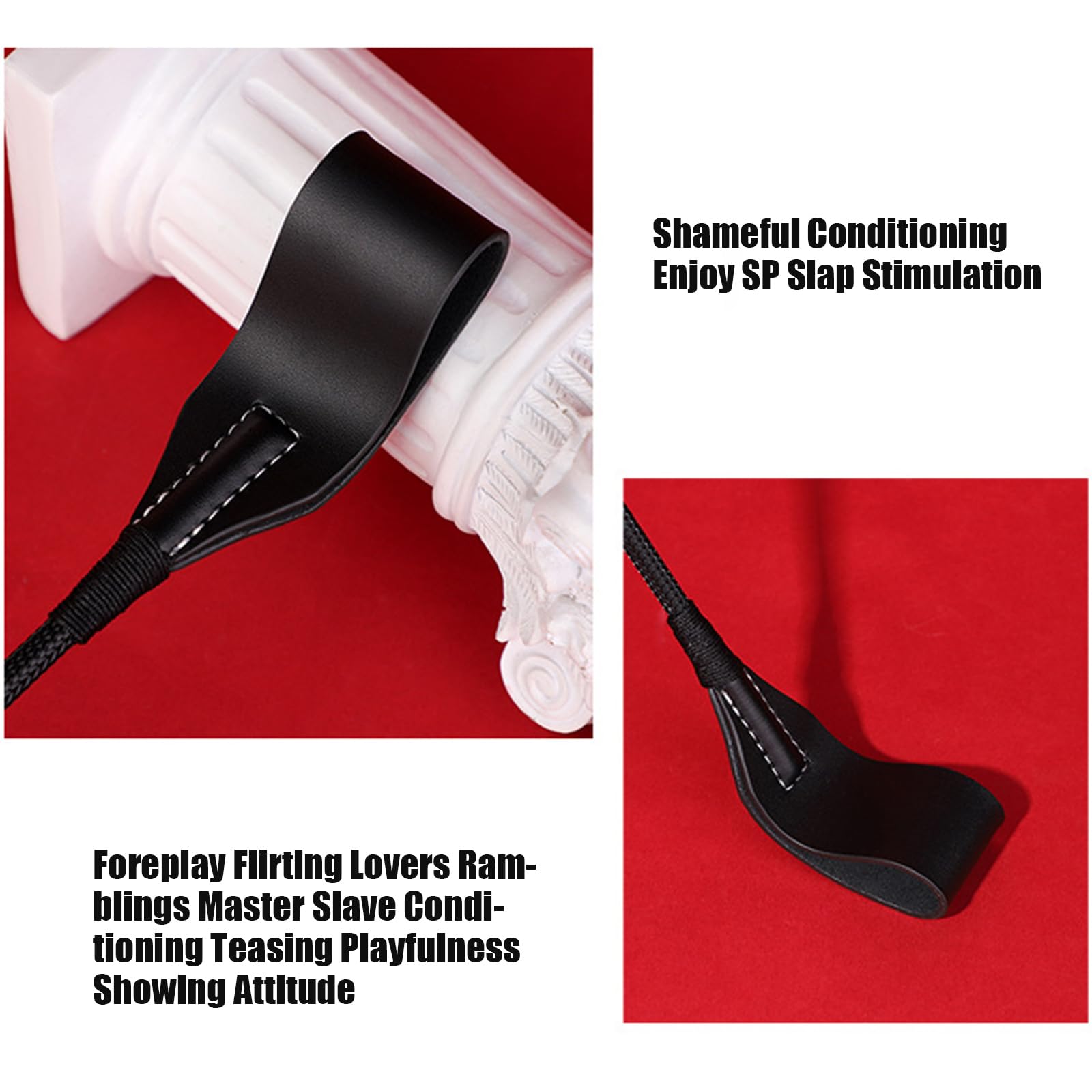 Black Genuine Leather Horse Whip - 52cm for Equestrian Training & Riding Accessories