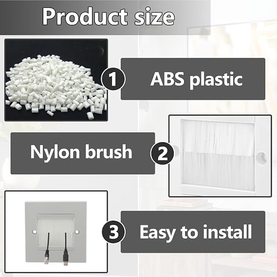 2 Pack Cable Entry Cover,Brush Plates for Cables UK,Brush Plates,Cable Entry Cover with Brushes for Wires and Cable Access (White)