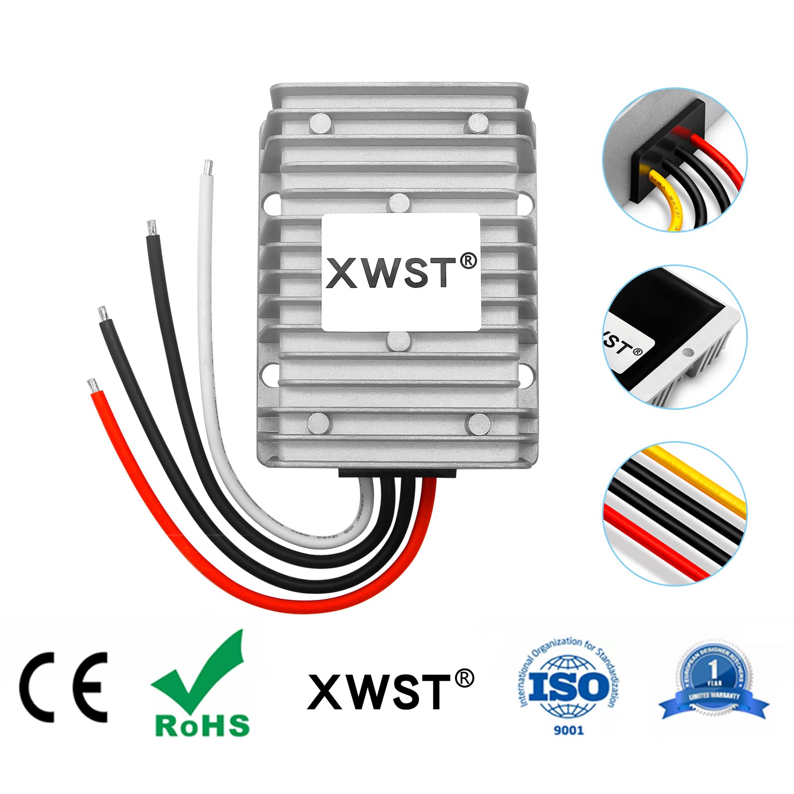 CC 24V a 48V Paso hasta Convertidor 10A 480W Transformador Regulador Podar Suministrar Adaptador Acepta Entradas DC 18-32V para Coche Camión Vehículo Motor Barco