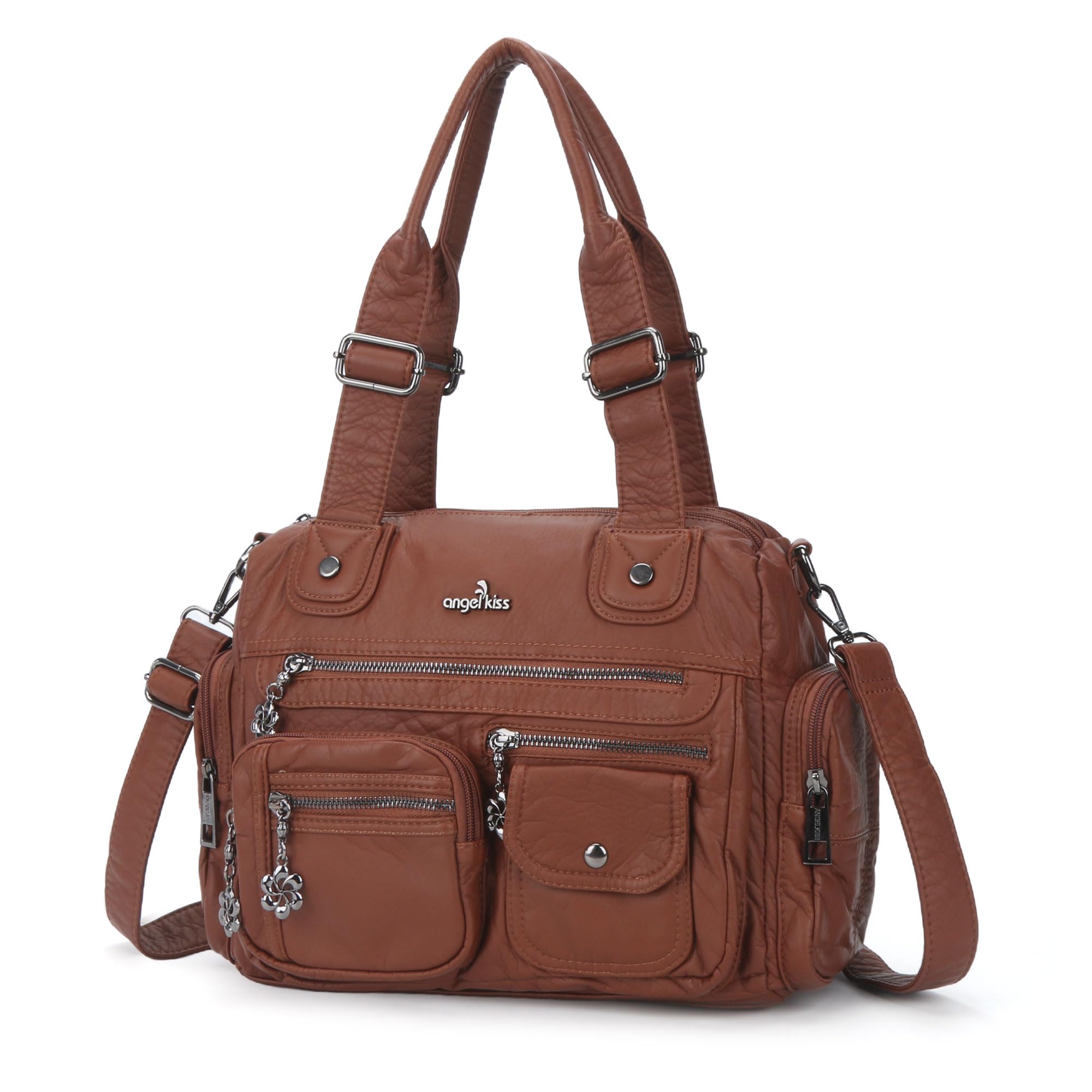 Angel Kiss Bolsos grandes para mujer, con múltiples bolsillos, bolso de mano para mujer, bolso de mano de piel suave