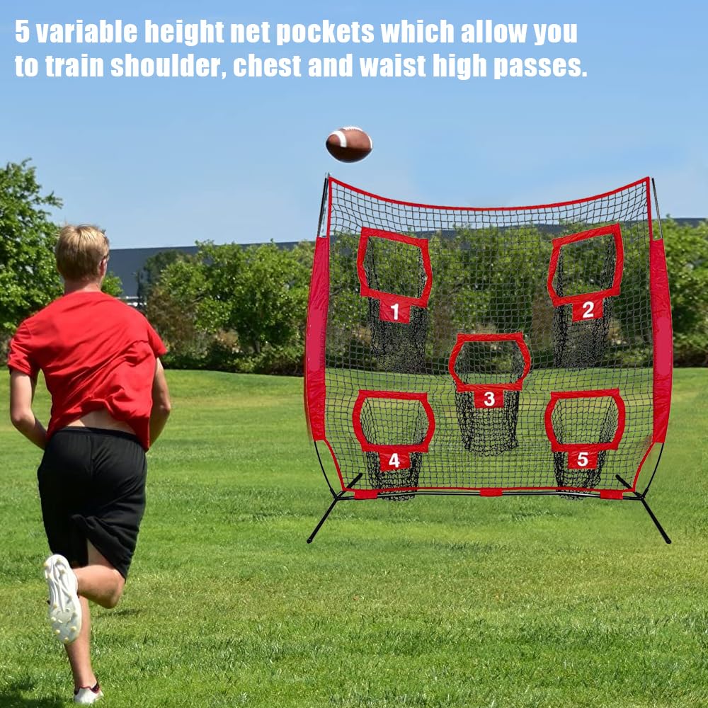 Filet D'entraînement Football Rugby - 5 Poches Cibles, Cadre 2,13x2,13 M, Autoportant, Pour Jardin, Parc, école