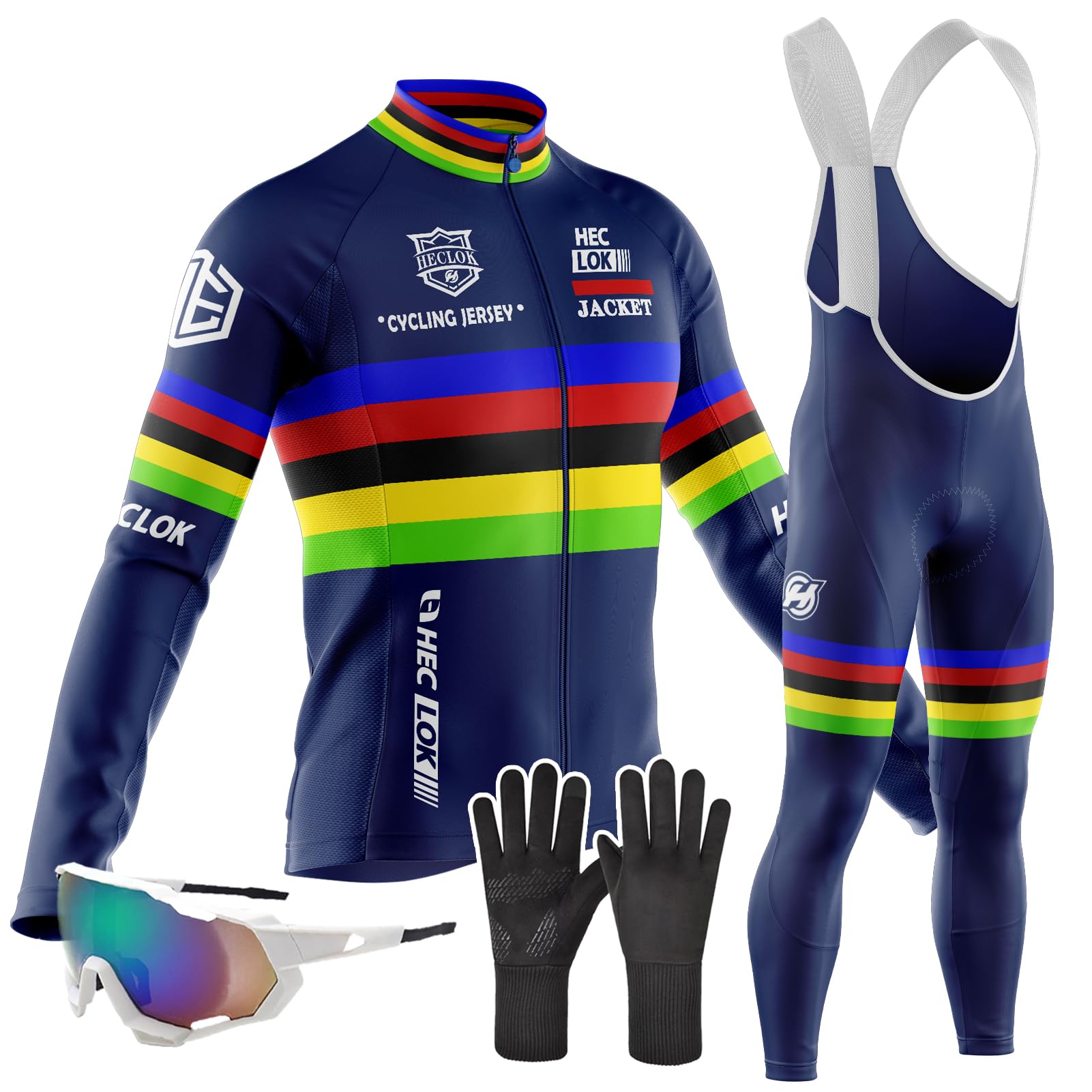 Maillot Ciclismo Hombre Otoño/Primavera,Conjunto de Ciclismo Hombre, Traje de Ciclismo de Manga Larga,Ropa Bicicleta Conjunto MTB Maillot Bici Manga 9D Pantalones