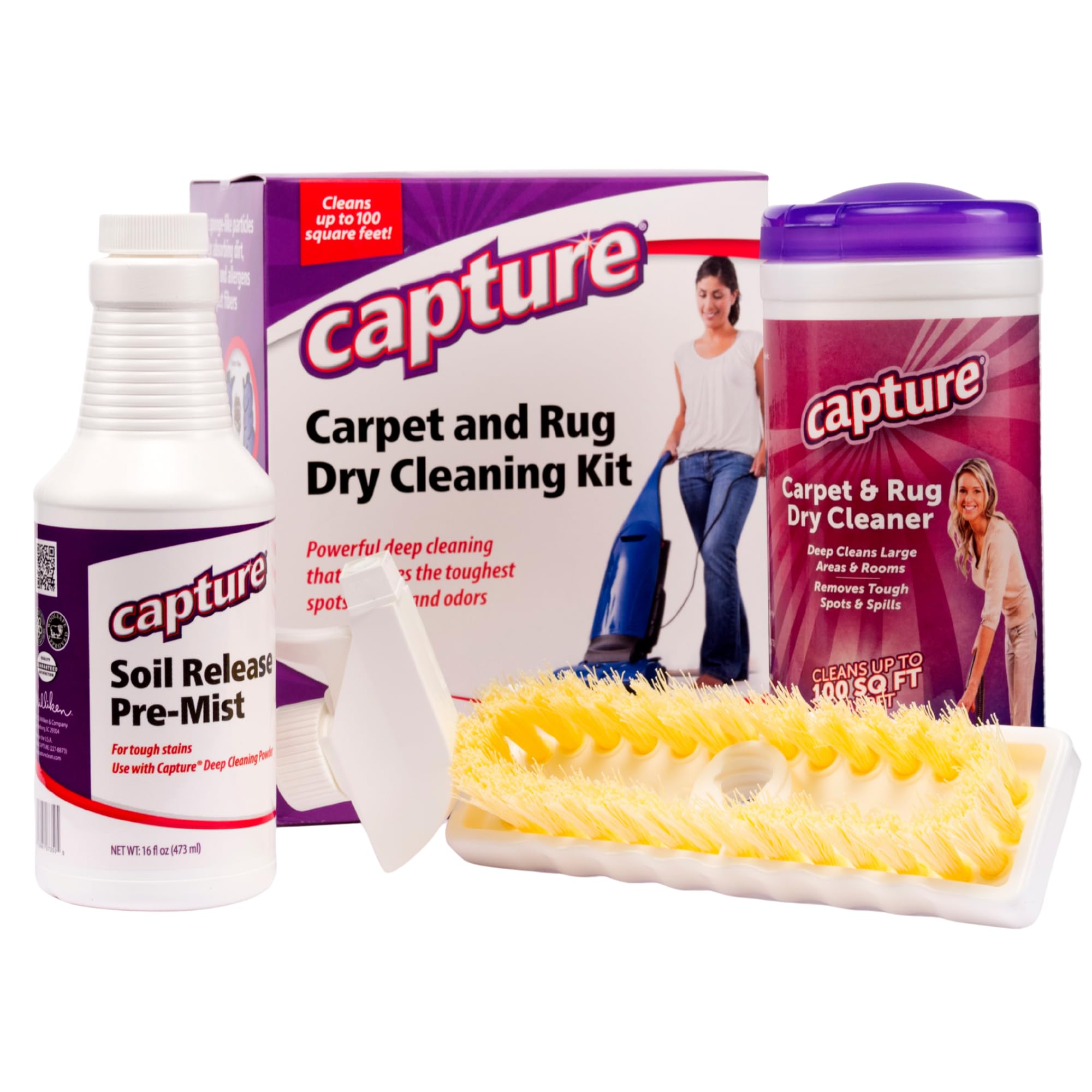 Capture Carpet Total Care Kit 100 - Home Couch and Upholstery, Car Rug, Dogs & Cats Pet Carpet Cleaner Solution - Strength Odor Eliminator, Stains Spot Remover, Non Liquid & No Harsh Chemical