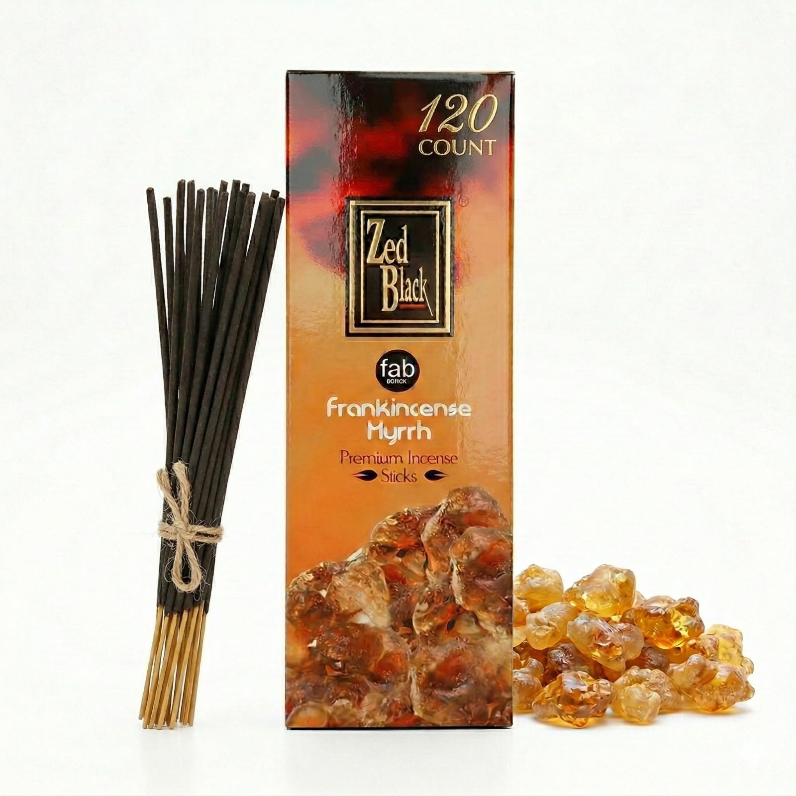 Frankincense and Myrrh Church Incense Sticks 120 Count - Long-Lasting Meditation & Spiritual Healing for Yoga & Prayer | ZED BLACK