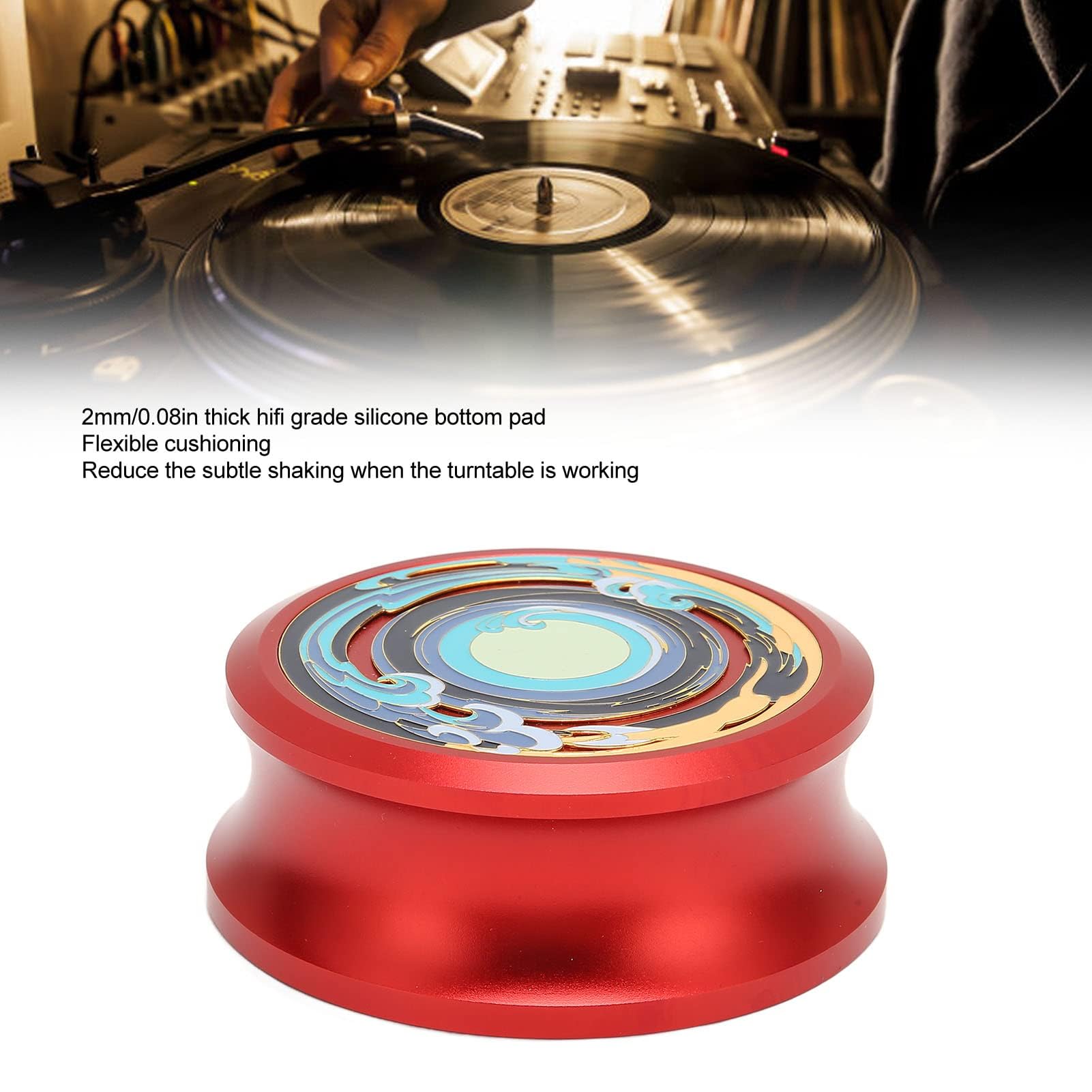 Estabilizador de Peso de Registro de Abrazadera de Registro, Estabilizador de Disco de Tocadiscos de Vinilo LP para Amortiguación de Vibraciones, Abrazadera de Peso de Registro Profesional(Rojo)