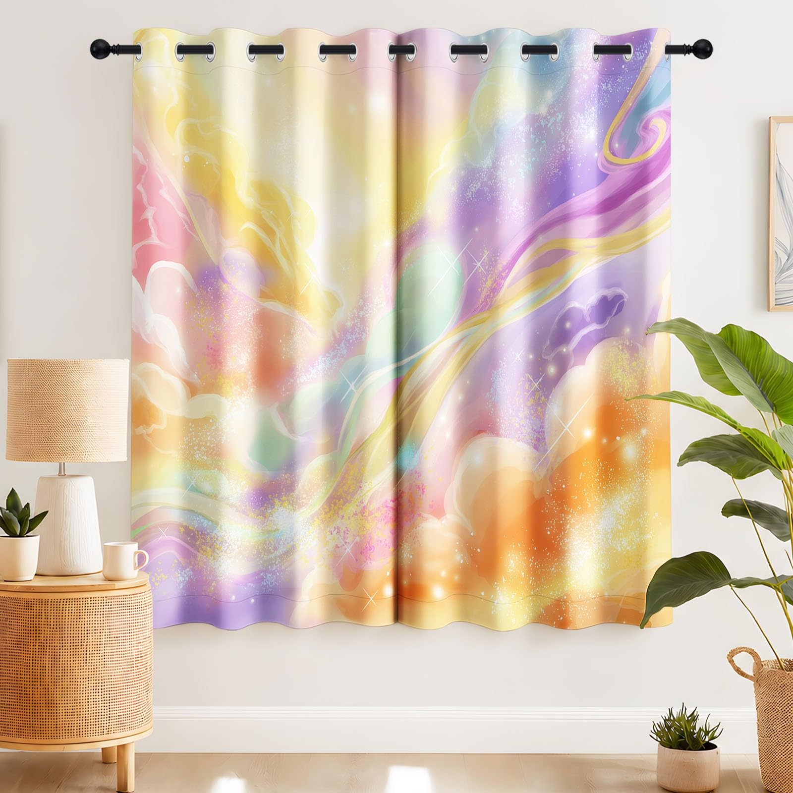 Générique Rideau Occultant Fantaisie Rêveur Salon Moderne Thermique Isolant Anti Froid Polyester 2 Pièces 135 x 245 CM Rideaux De Fenêtre Éthéré Nuage pour Chambre Cuisine Décoration