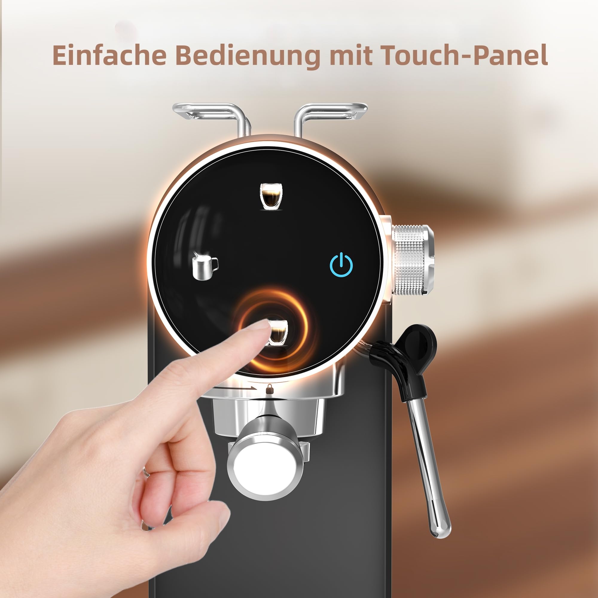 Ollygrin 20 Bar Espressomaschine mit Milchaufschäumer - Für Einzel- und Doppelshots, mit entnehmbarem Wassertank, Vorinfusion für cremigen Genuss - Ideal für Haushalt und Büro