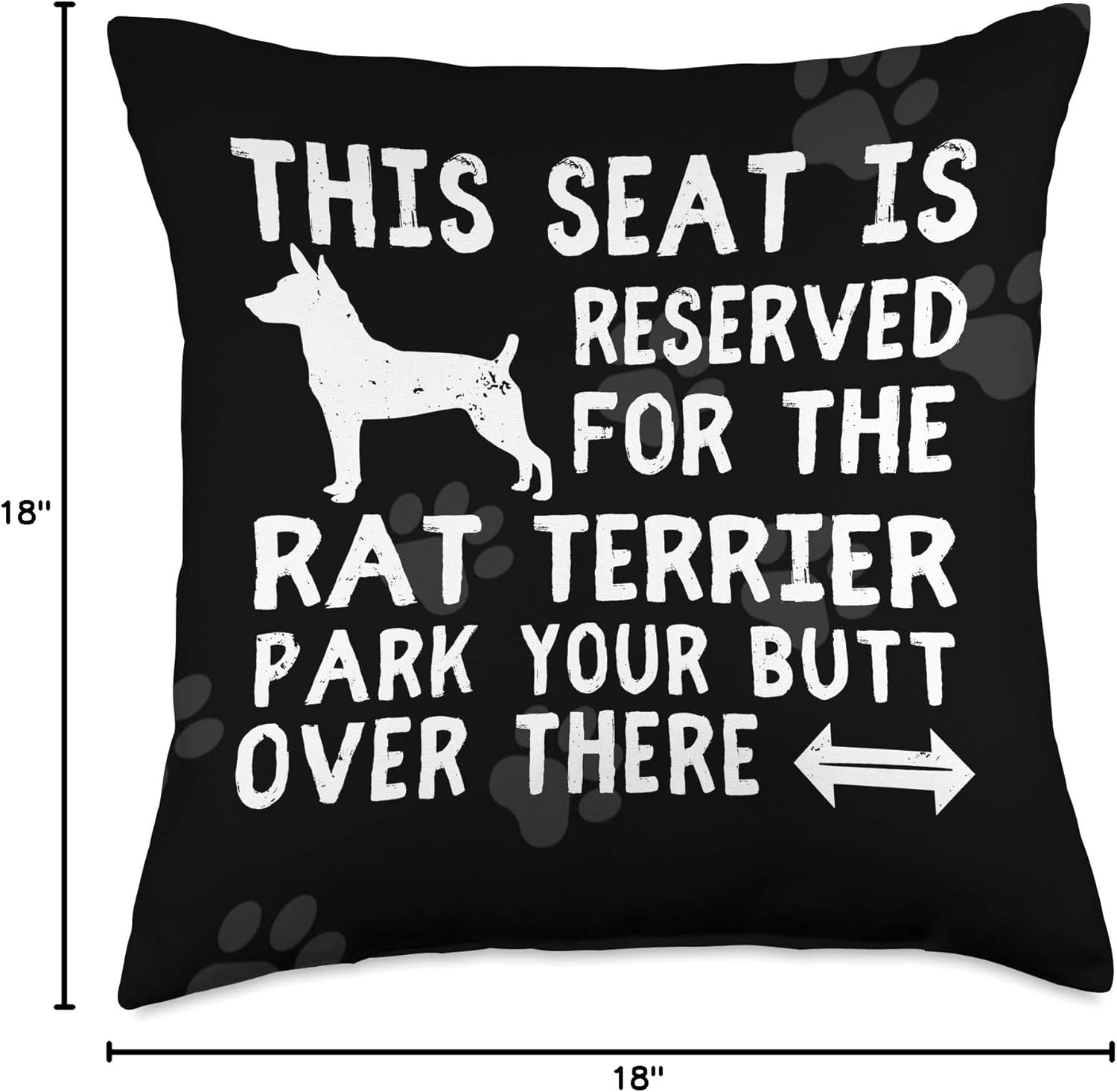 Rat Terrier Seat Reserved Park There Mom Dad Funny Gift Throw Pillow