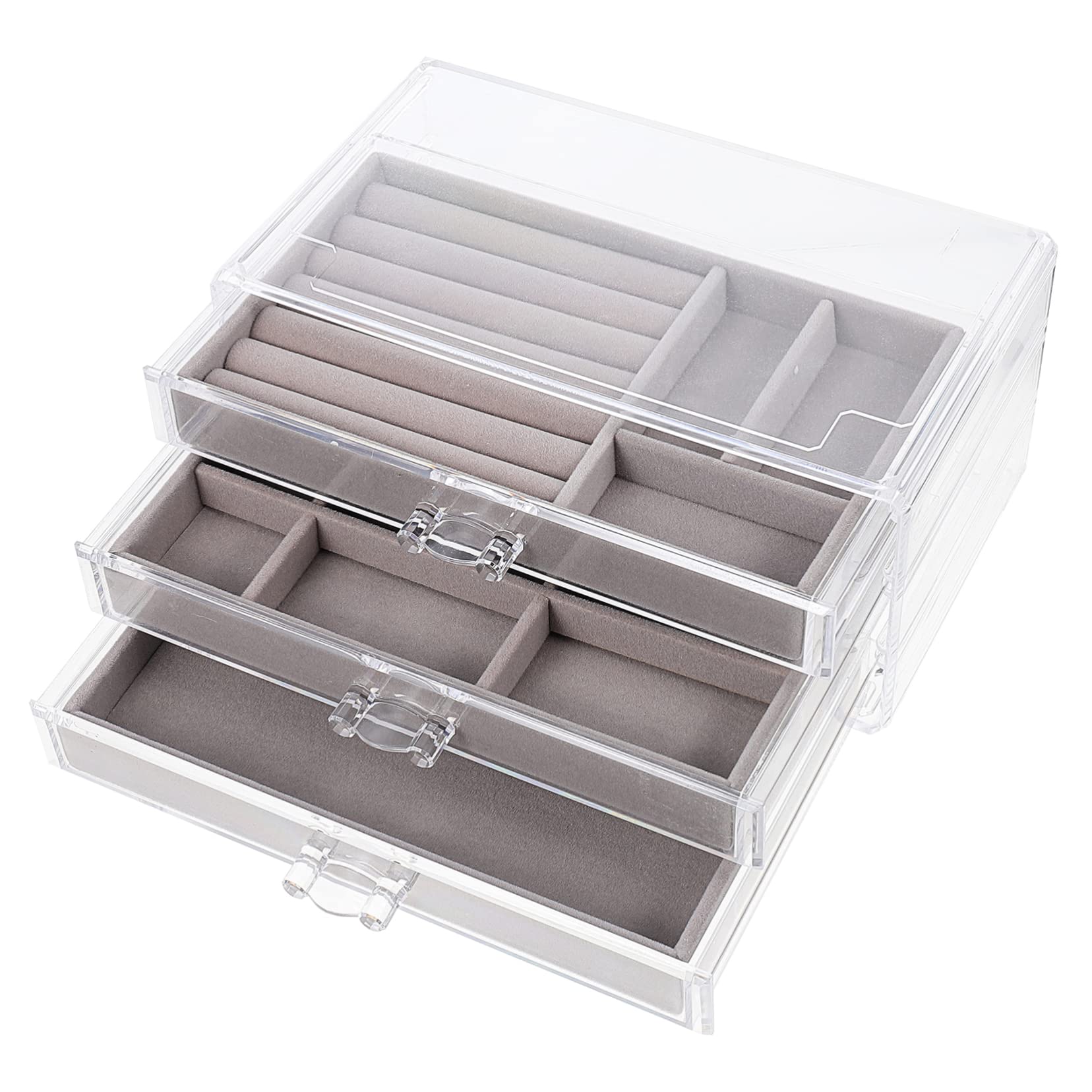 BESPORTBLE Scatola Organizer per Accessori 3 Scomparti in Plastica e Pelucchi, Salvaspazio Multifunzionale per Scrivania e Armadio, per Piccoli Oggetti