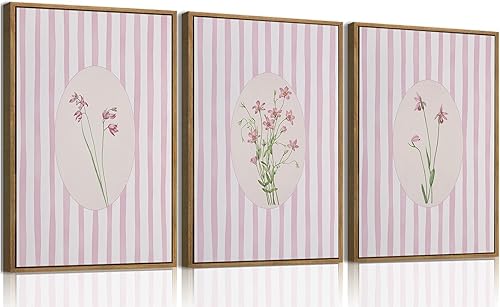 Miniatura 10 de KISSFOX 3 piezas de lienzo de arte de pared de flores silvestres para decoración de pared, cuadros florales, pinturas botánicas, impresiones de