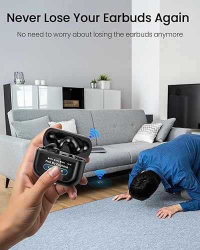 Miniatura 6 de ZIUTY Auriculares inalámbricos Bluetooth, cancelación de ruido ANCENC, auriculares con pantalla táctil multifuncional, sonido estéreo 40H para