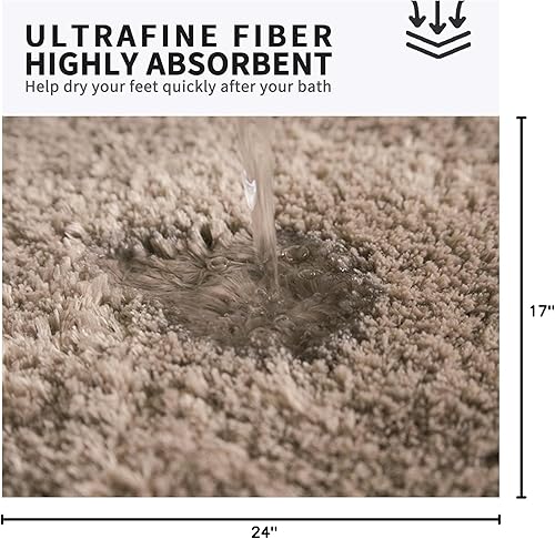 Miniatura 2 de Alfombras de baño antideslizantes, suaves y peludas para baño, tapetes de baño de microfibra para el suelo del baño, tapetes de baño de felpa