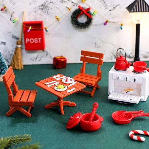 Miniatura 4 de Juego de accesorios de Navidad para panadero, delantal, sombreros, rodillo, bandeja para galletas de huevos, cuenco mezclador para decoraciones de