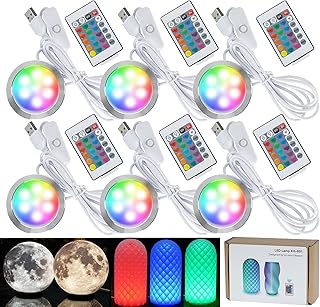 6 Stück RGB LED Lampen-Kits 001 für Bambu Lab A1 mini/P1S/P2S/X1C/X1E/A1, Makerworld 3D-gedruckt, Farbspeicherung bei Stromausfall, Fernbedienung, Dimmfunktion, DIY-Hardware-Modell-Ersatzteile