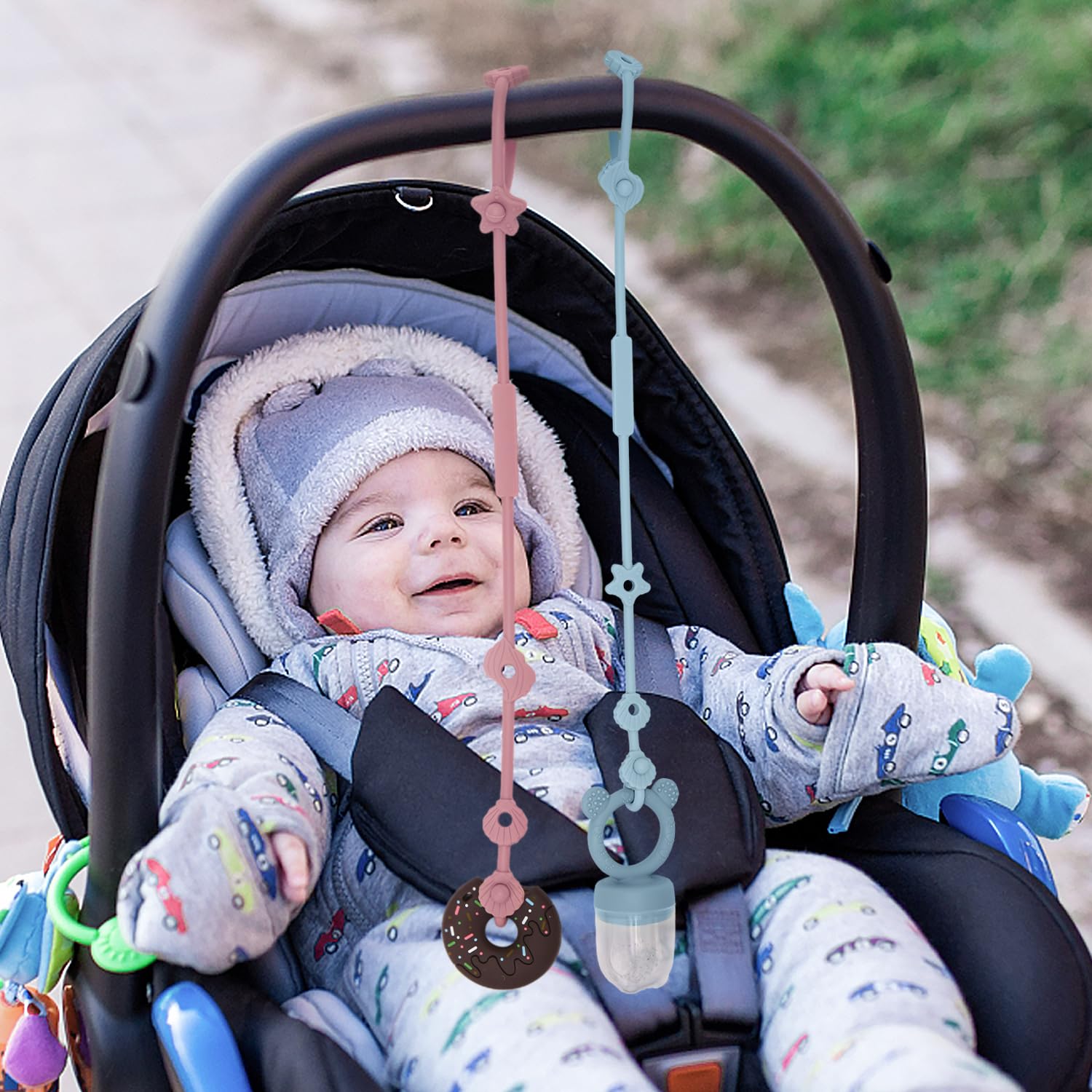 CLDY Giocattolo per Bambini Catenina per Ciuccio in Silicone, Catenaccia per Bicchiere, Cinghie di Sicurezza per Giocattoli, BPA-Free, Fascette di Supporto per Bicchieri per Passeggino, Seggiolone