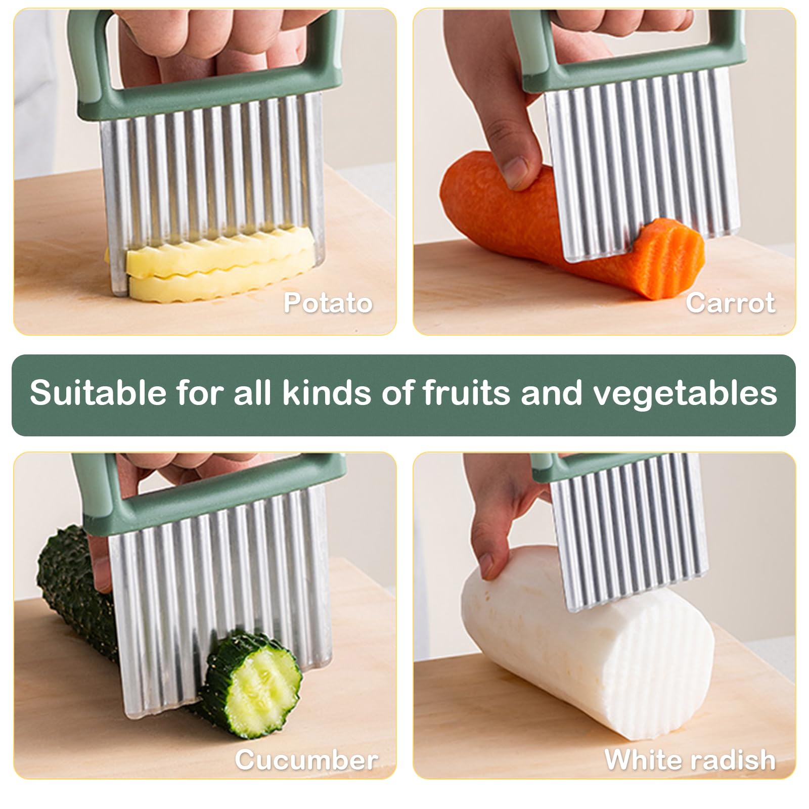 Coltello Tagliapatate Ondulato - Taglia Verdure A Onde Per Patatine Fritte Fatte In Casa