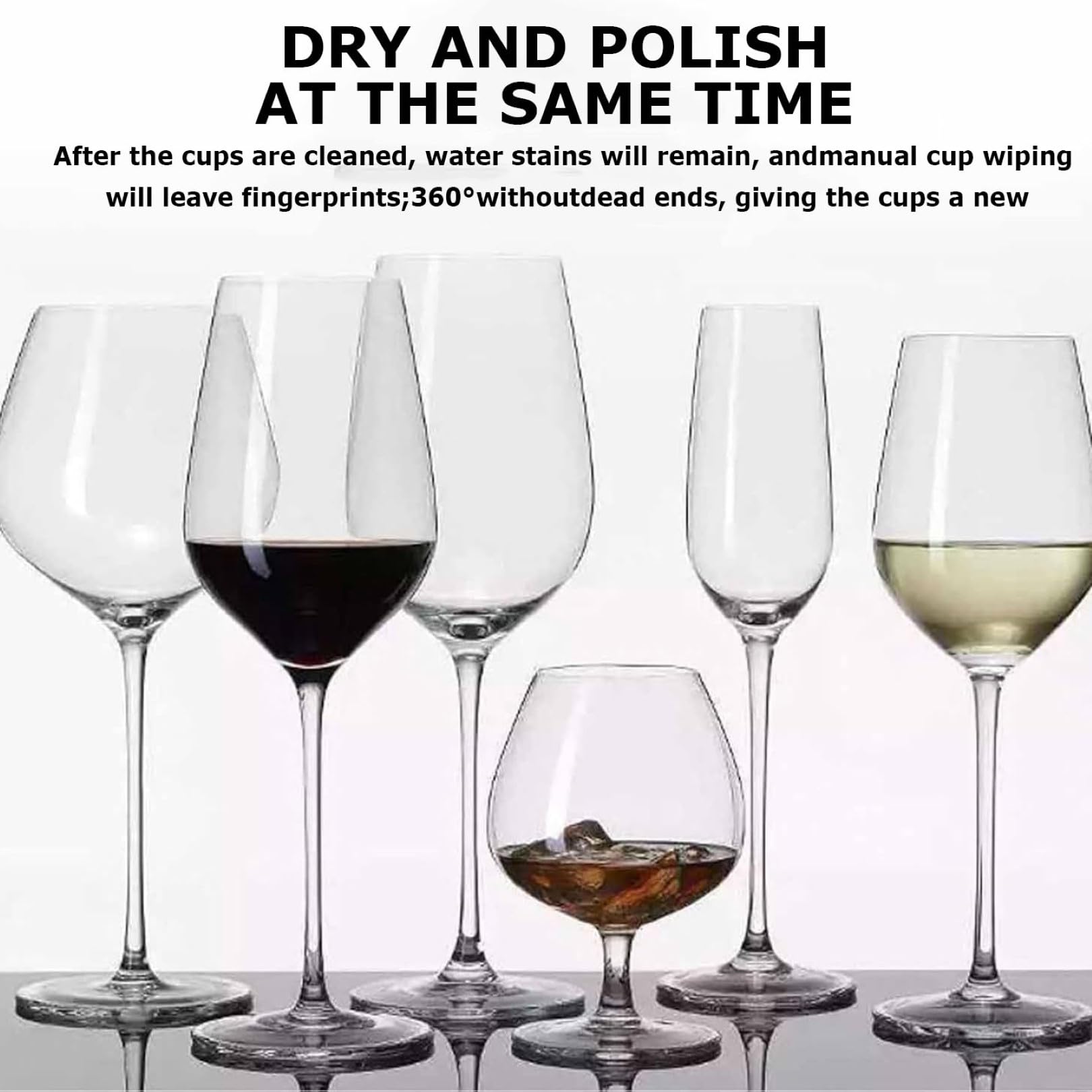 Polisseuse électrique pour verres à vin, séchoir à verre en acier inoxydable avec brosses, polisseuse efficace pour bars et restaurants, 8 capacités de lavage