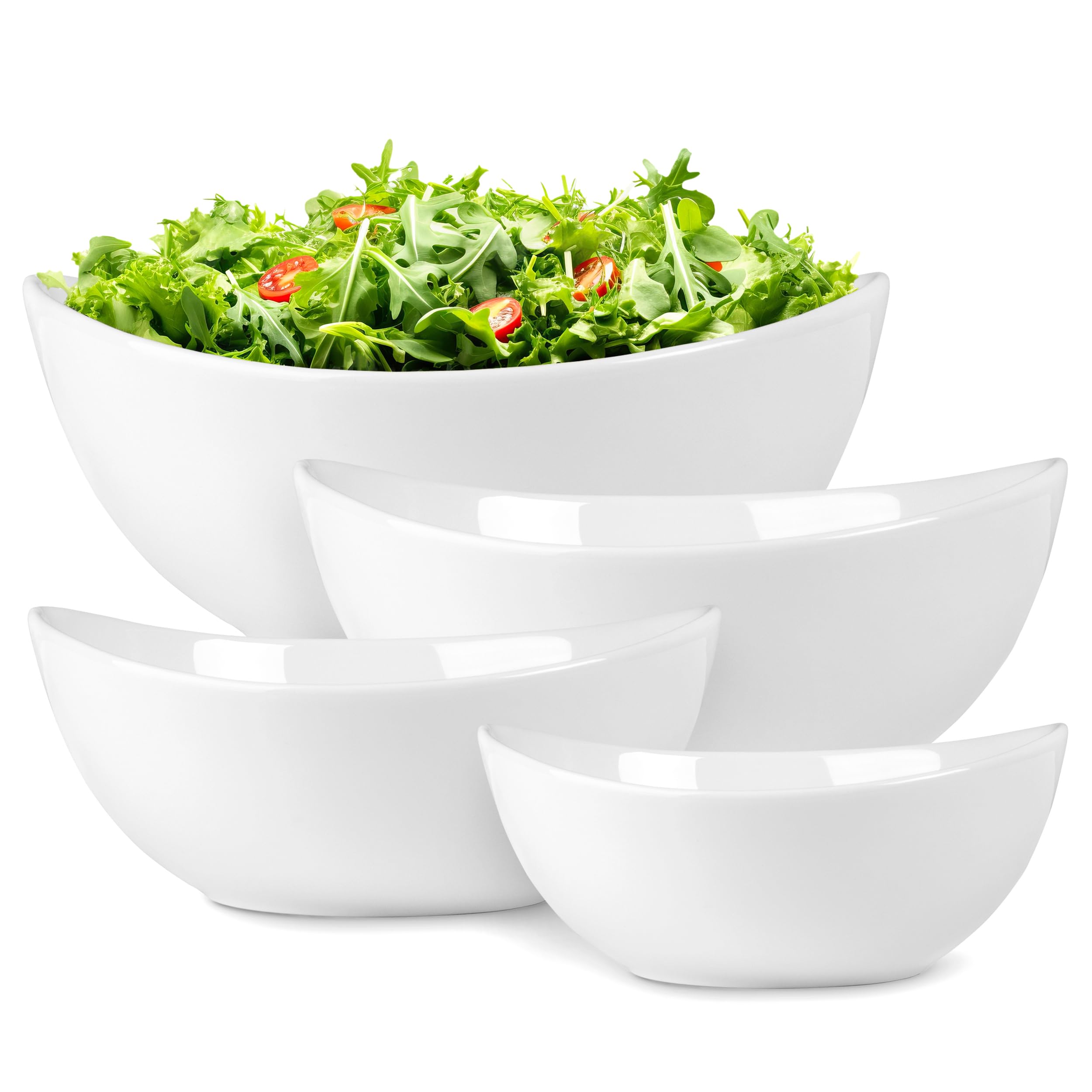Home Beets White Ceramic Serving Bowls for Entertaining, 10-18-28-42 Ounce, Microwave, Oven & Dishwasher Safe, Large Serving Dishes, Prep Salad Bowls for Pasta, Parties, Catering, Set of 4