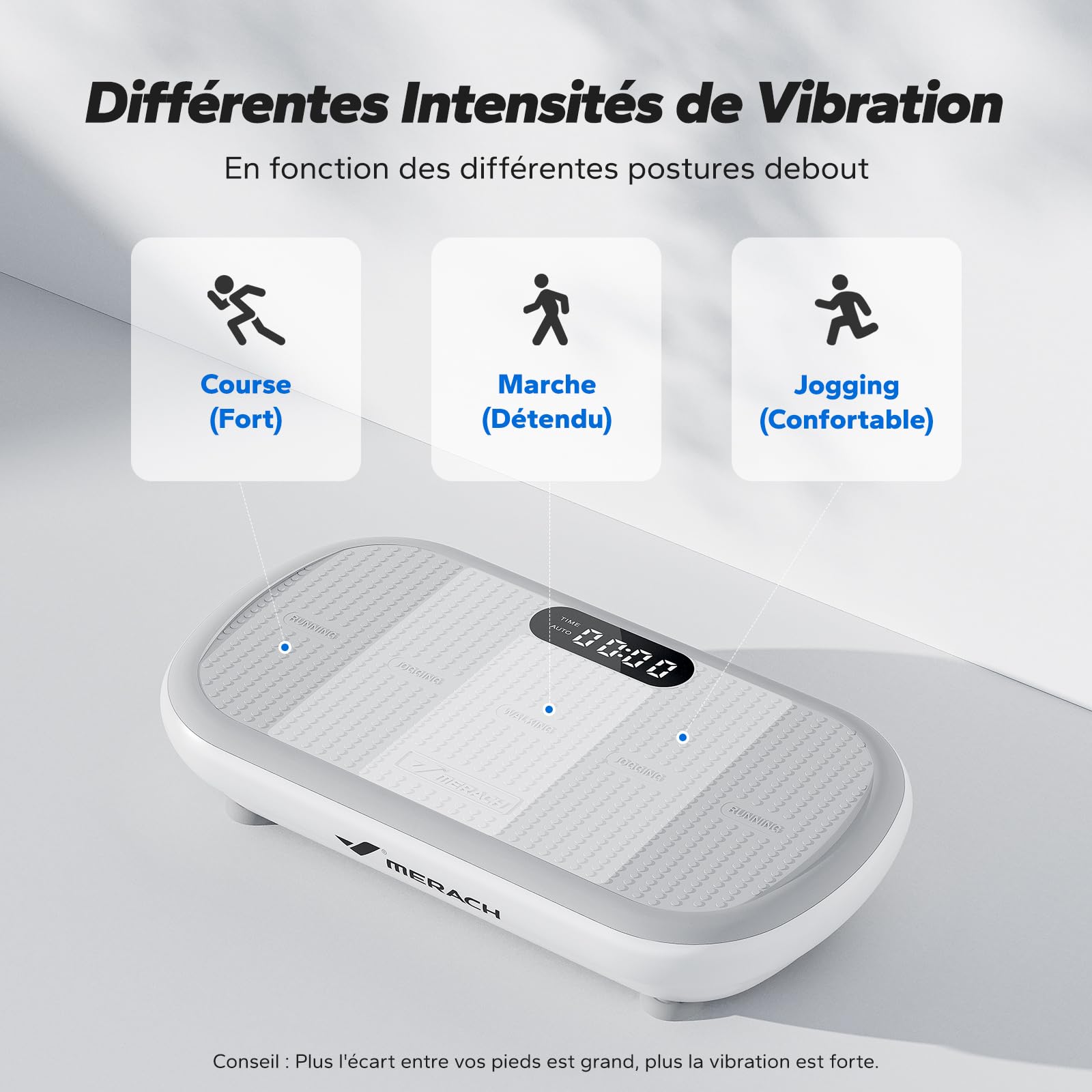 MERACH Plateforme Vibrante Puissante, Amplitude 13 mm, Capacité 200 kg, Pédale Silicone, Haut-Parleur Bluetooth