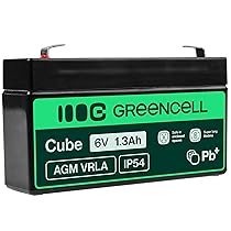 Greencell Batteria AGM 6V 1,3Ah, batteria al piombo-acido VRLA, batteria di ricambio al piombo-acido, batteria gel a scarica profonda, per roulotte senza conducente Fotovoltaico Sedia a rotelle