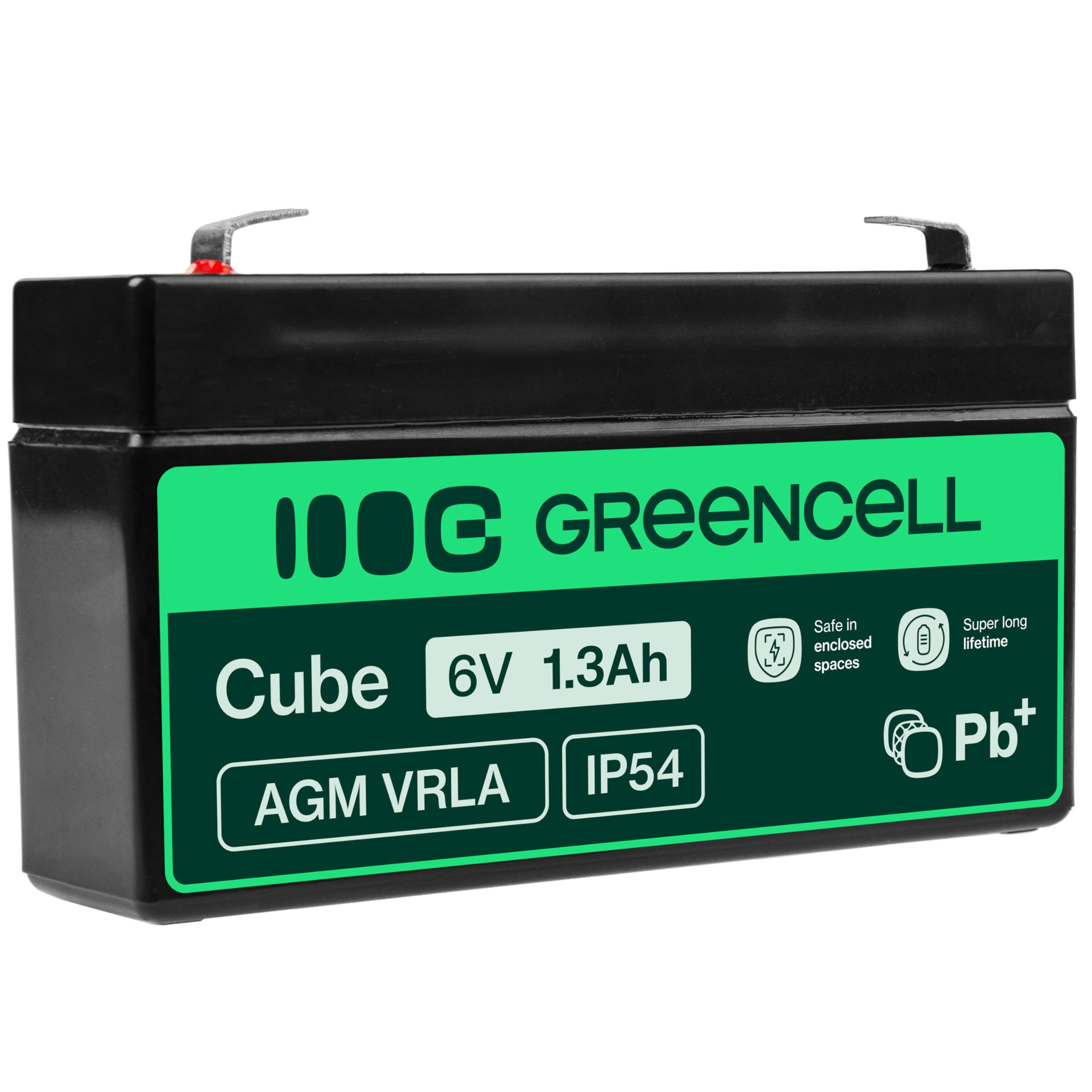 Batteria Green Cell® AGM 6V 1,3Ah, batteria al piombo-acido VRLA, batteria di ricambio al piombo-acido, batteria gel a scarica profonda, per roulotte senza conducente Fotovoltaico Sedia a rotelle