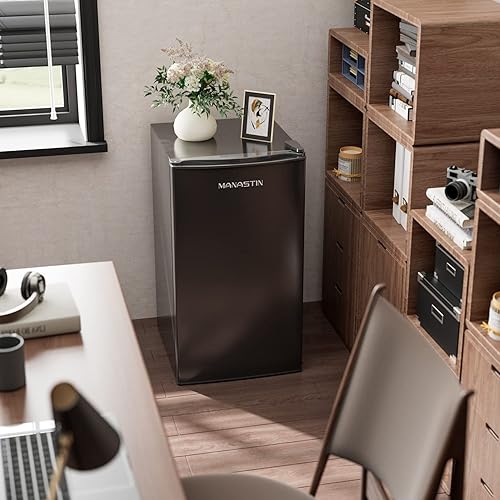 Miniatura 2 de Manastin Mini refrigerador Energy Star de 3.2 pies cúbicos con congelador para dormitorio, oficina, refrigerador compacto con termostato ajustable,