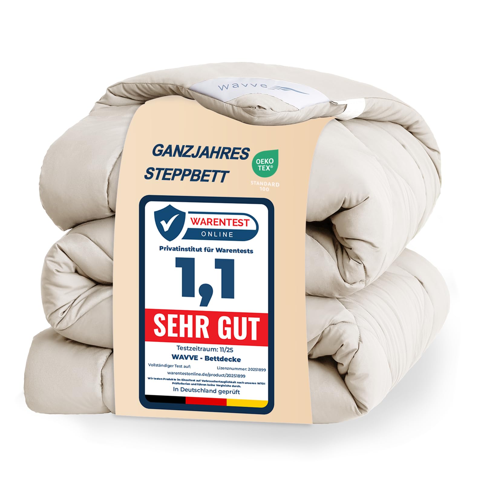 WAVVE Vierjahreszeiten Bettdecke 135x200 Ohne Bezug 300gsm Ganzjahresdecke 135x200 cm 4 Jahreszeiten Steppdecke Weiche Microfaser Schlafdecke Vierjahreszeiten Bettdecke Nutzbar Beige