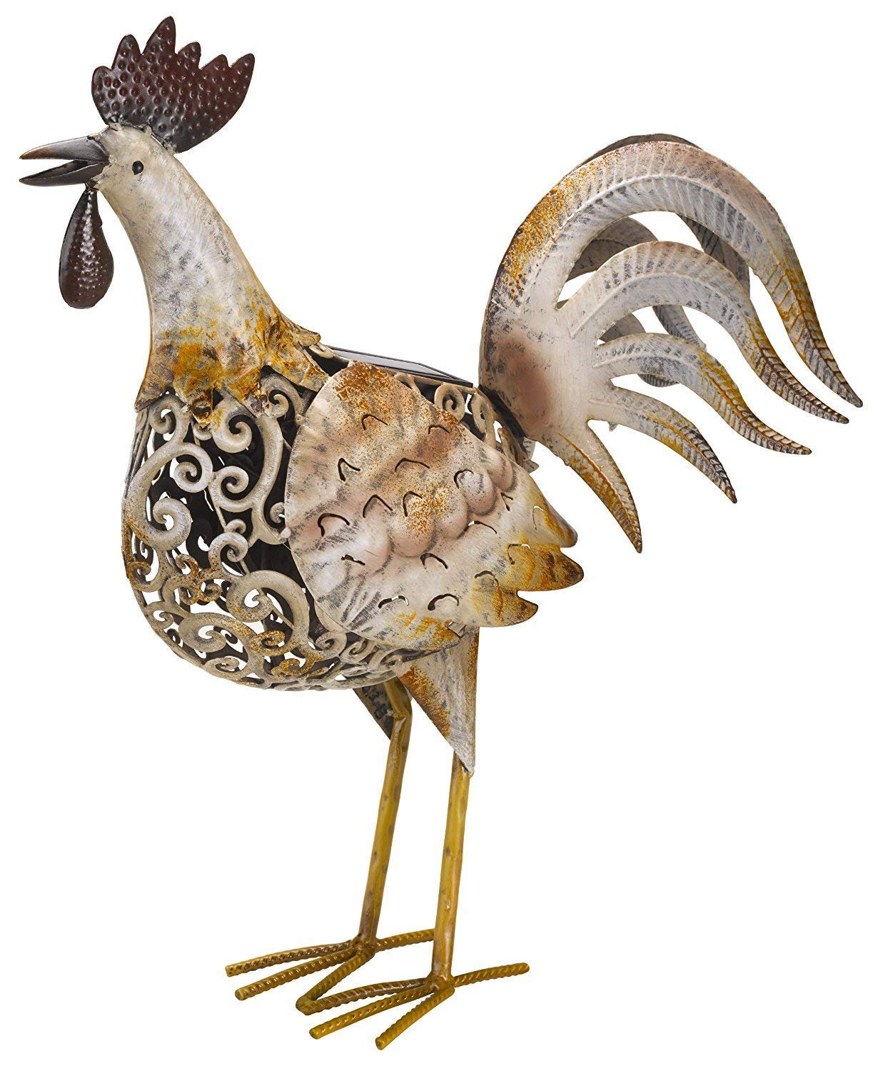 Smart Solar Cockerel Metal Silhouette Garden Light, Iron, White and Colour LED, 44cm
