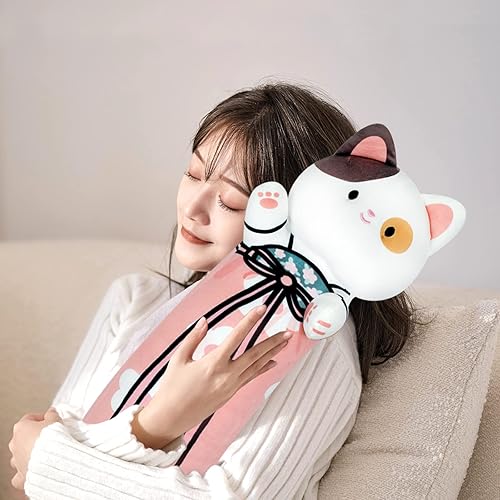 Miniatura 5 de Terbaik Almohada larga de felpa con forma de gato rosa, almohada corporal suave y abrazable, almohada de felpa Kawaii, regalo para niñas y niños y