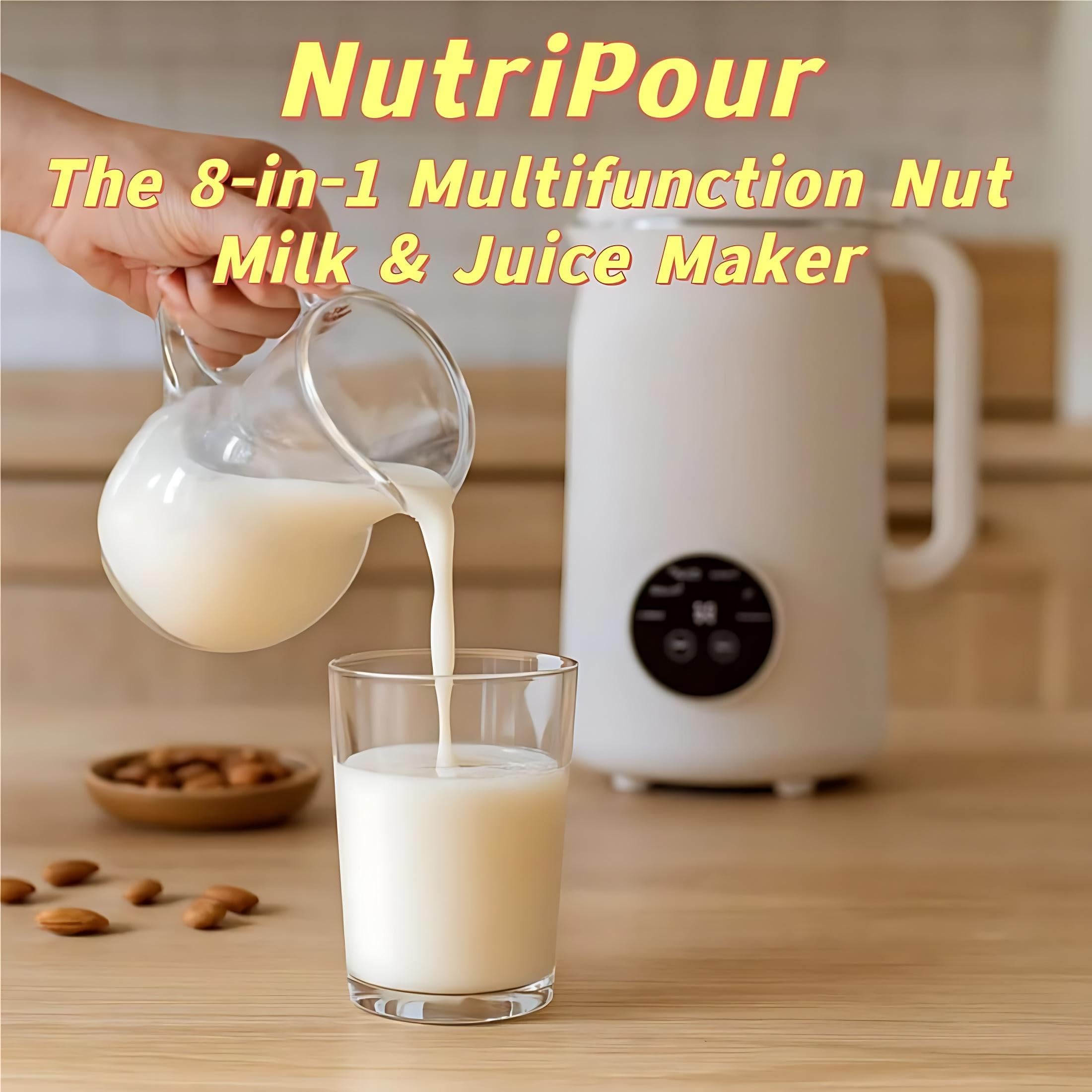 Macchina for il latte di noci 8 in 1, frullatore automatico for semi di soia e avena con timer e funzione di mantenimento in caldo Macchina for il latte vegetale for la cucina domestica(White)