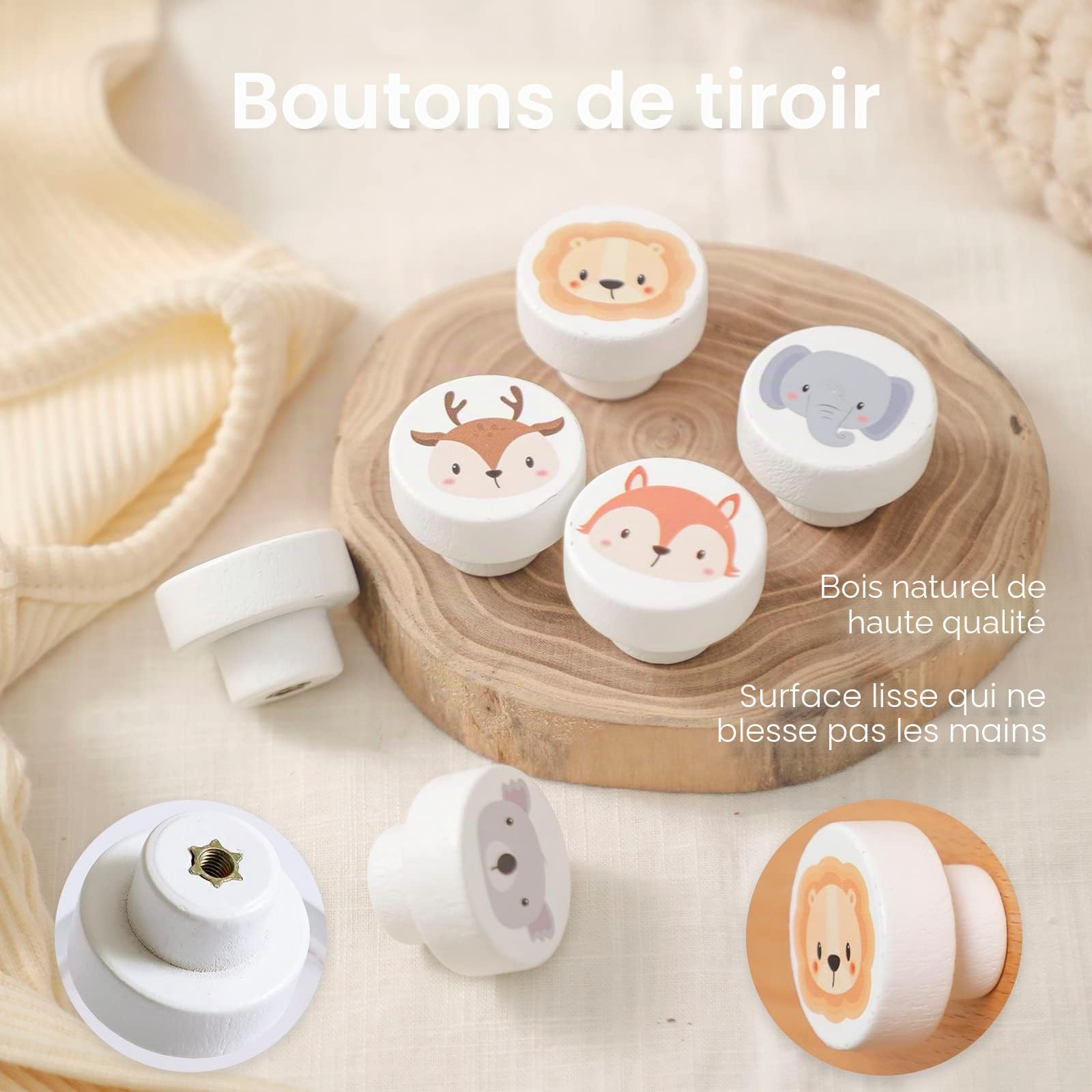 INOOMP 24 Mini-Poignées De Tiroir En Bois – Accessoires De Décoration Pour Maison De Poupée Échelle 1:12 – Meubles Miniatures