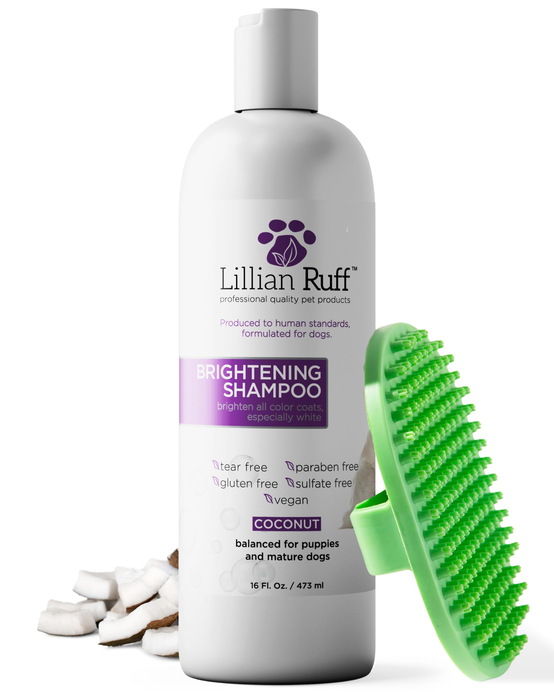 Lillian Ruff PRO Formula Ultra Brightening Dog Shampoo - Professional Whitening & Long-Lasting Odor Eliminator, Remove Stains & Discoloration, Dry