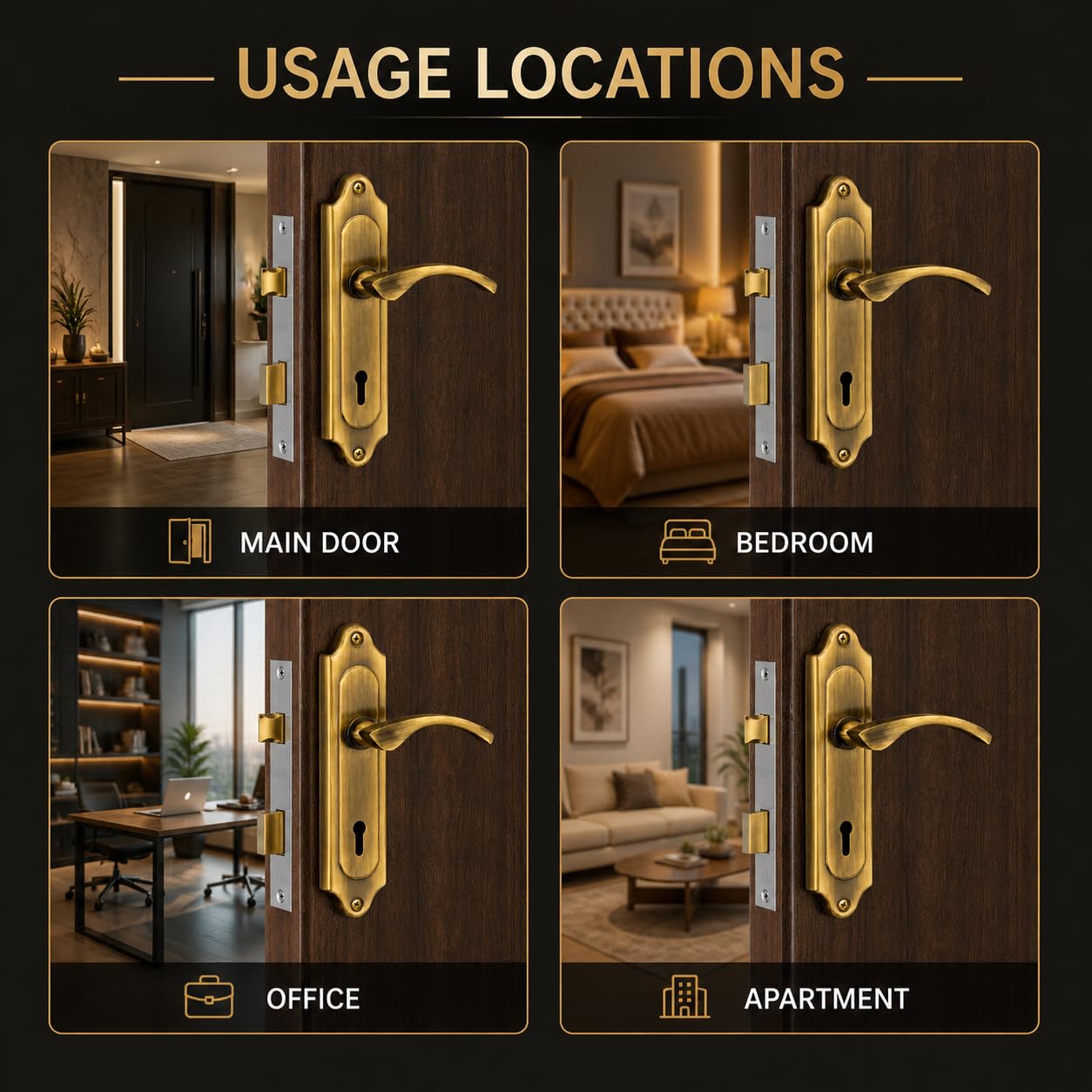 SARDAR Premium 7 Inch Mortise Door Handle Lock Set for Main Door & Bedroom | Heavy Duty Designer Finish with Complete Installation Kit| Grace Antique| — Amazon image 5