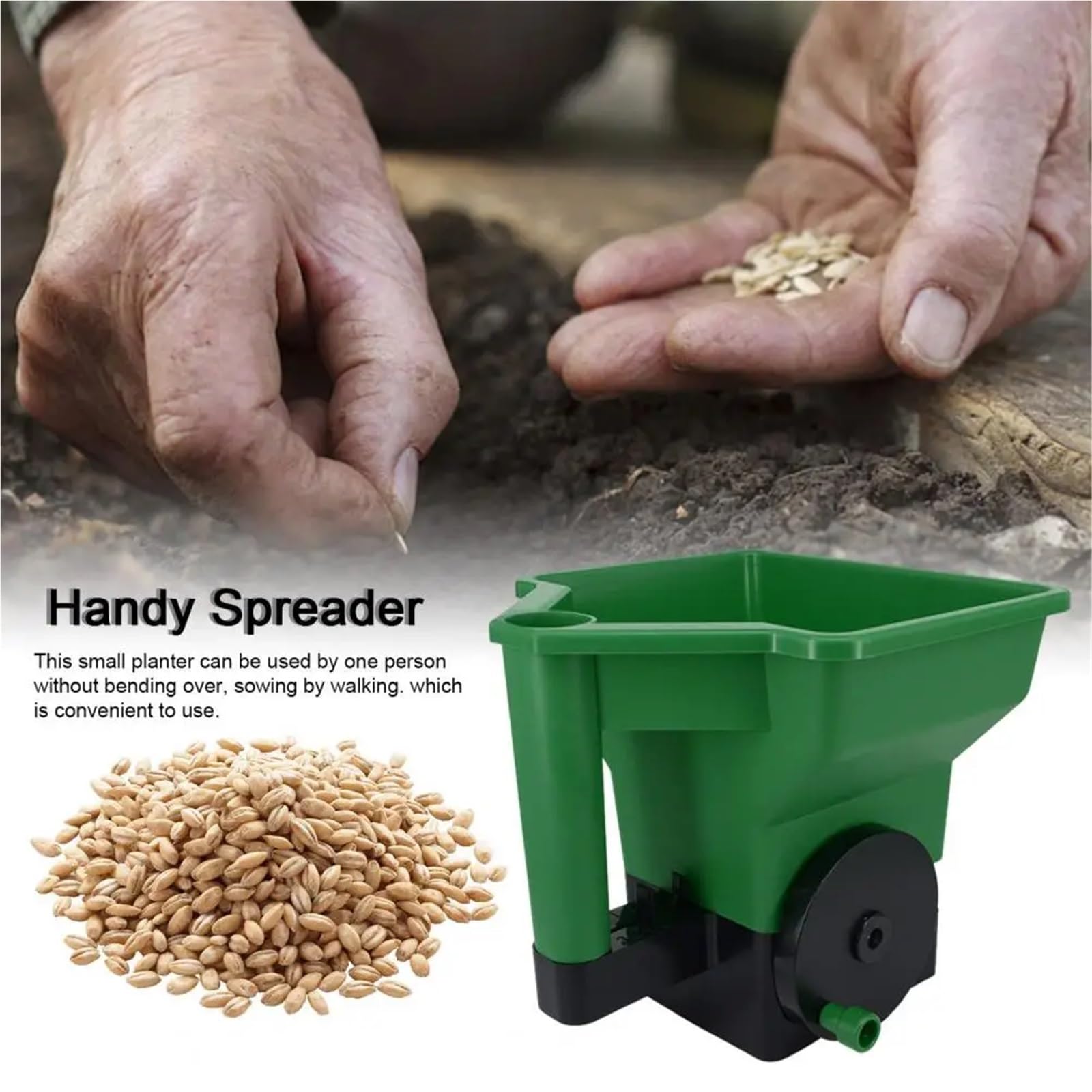 Seed dispenser Strumento per piantare spandiconcime portatile da 24 * 23 cm Capacità 3 litri Spandiconcime manuale Spanditore per terreni agricoli per prato verde Strumenti Agricoli(A)