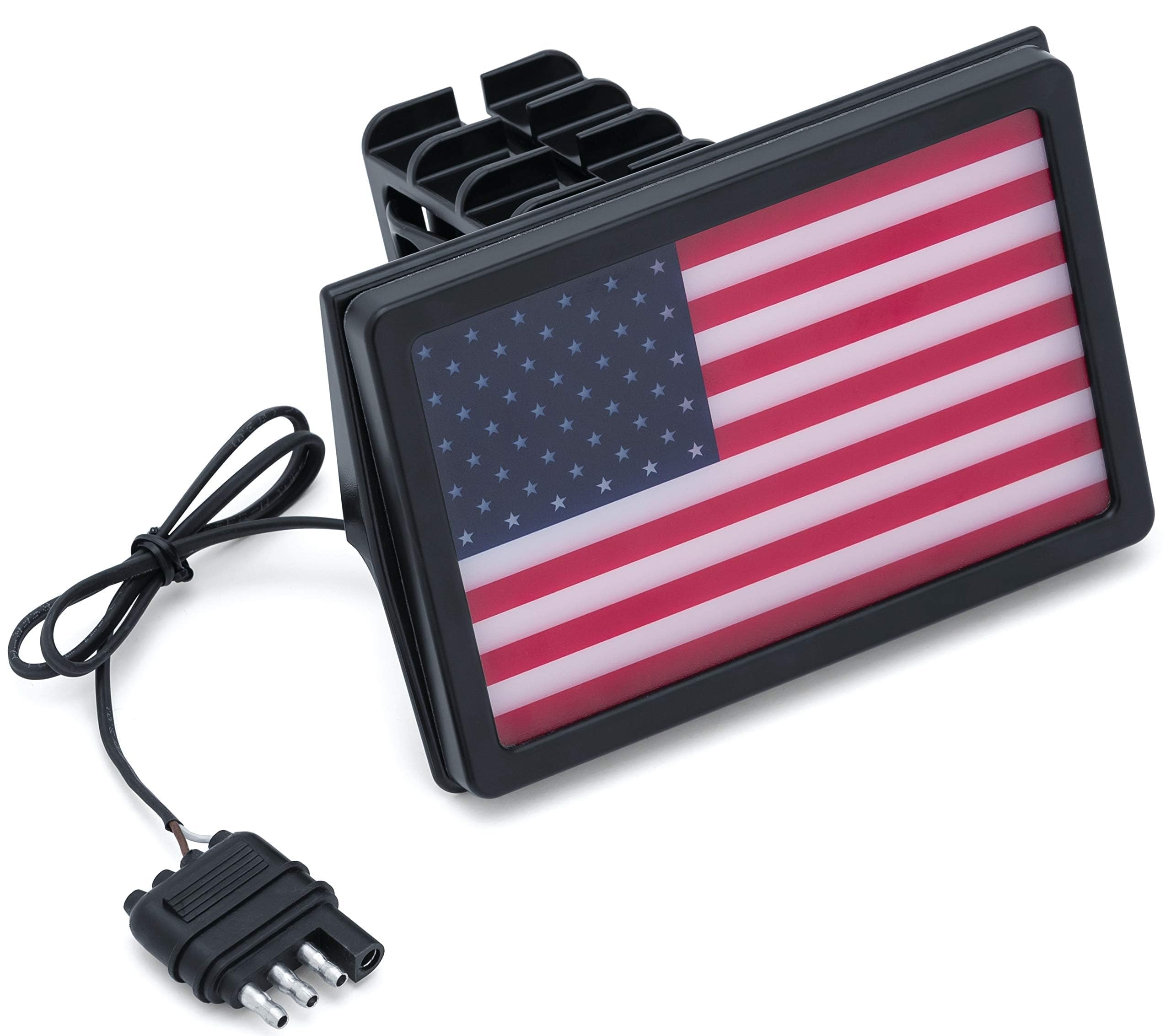 American Flag Trailer Hitch Cover For 2 Inch Receivers - Chrome & Thin Red Line, With Hitch Pin & Clip - View #6