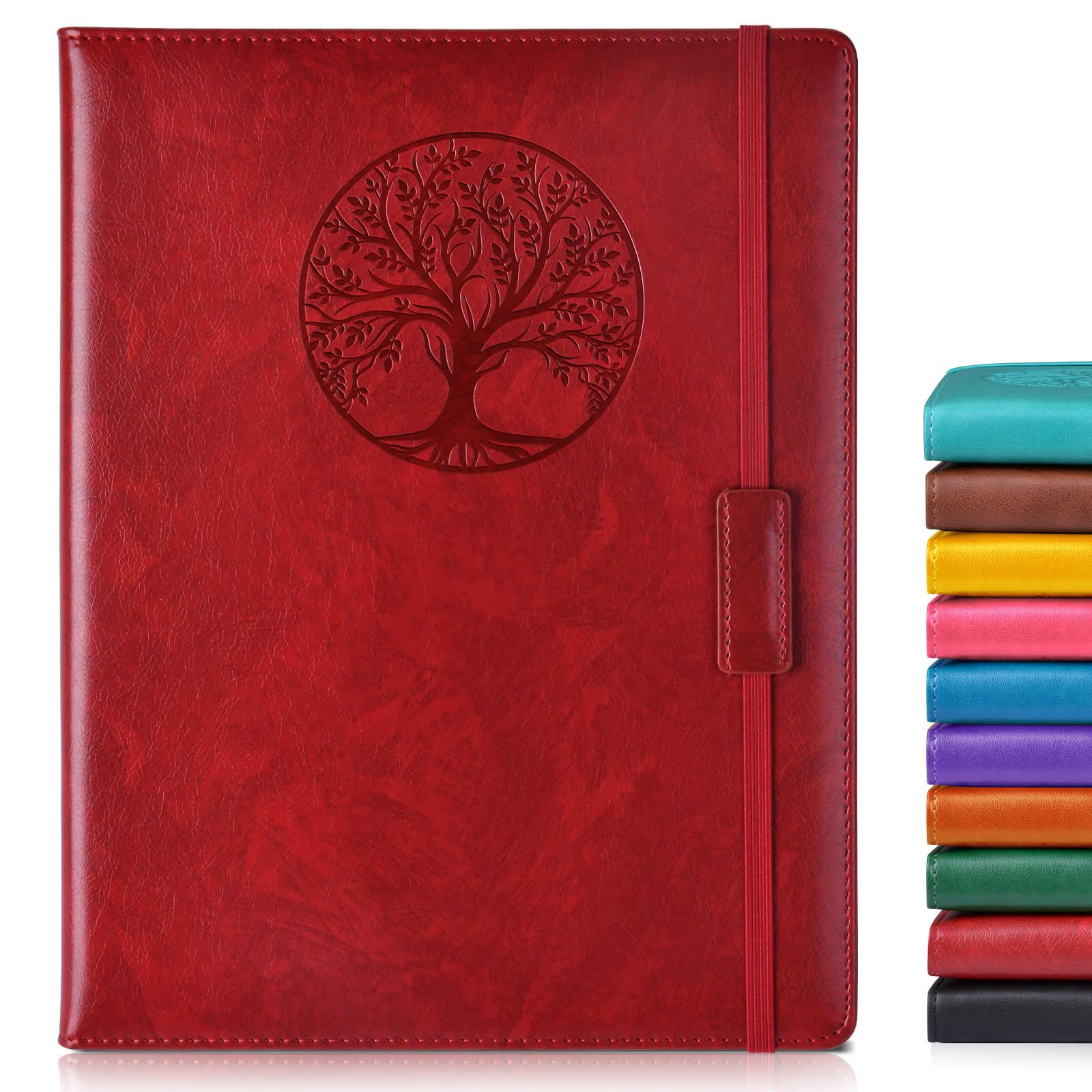 Biuwory A4 Lined Journal Notebook for Women Men - 256 Pages Hardcover Leather Journals for Writing, Travel, Work, School - College Ruled Notebooks for Note Taking, Large Notebook, Diary 8.6"×11"